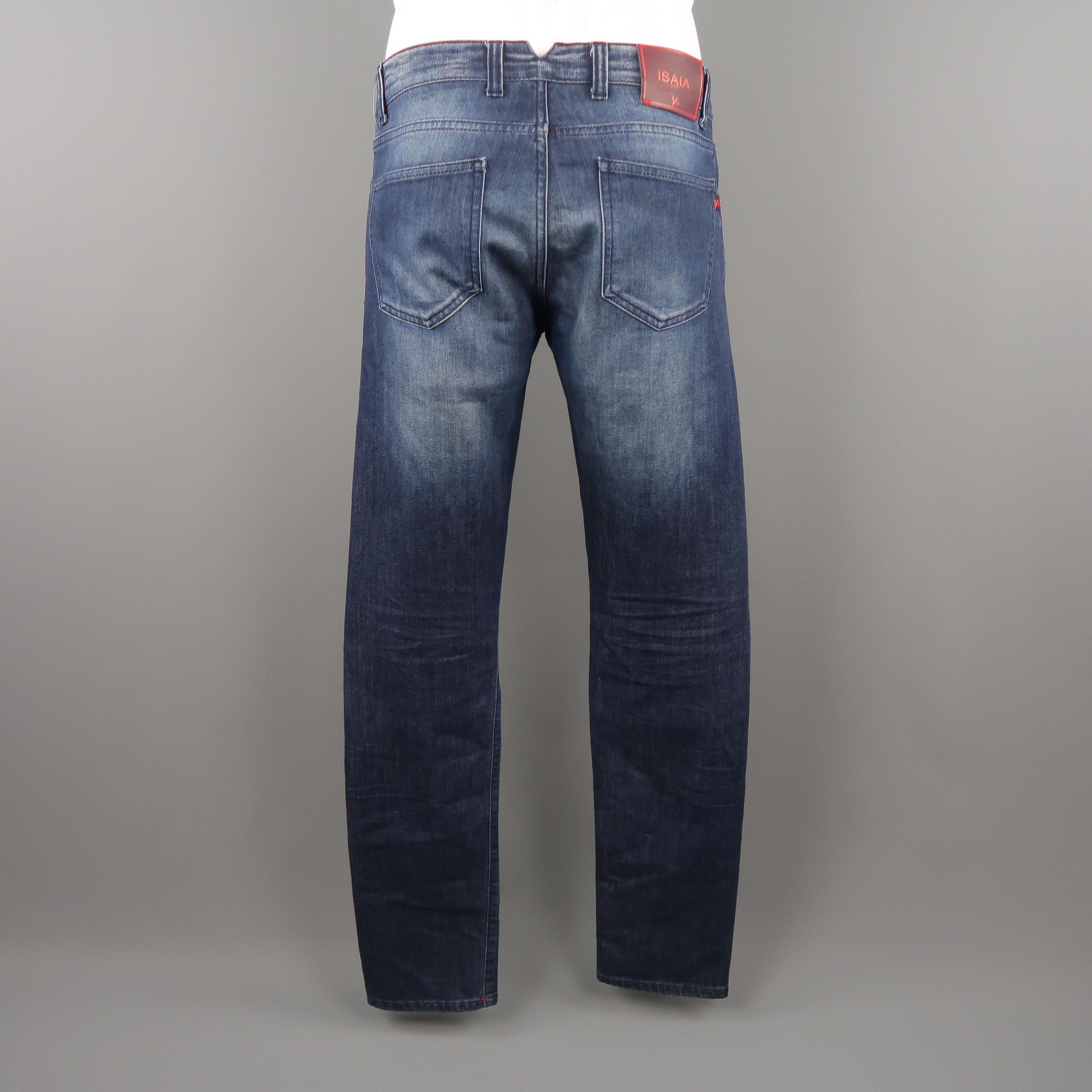 ISAIA Size 34 Indigo Wash Selvedge Denim Jeans In Excellent Condition In San Francisco, CA