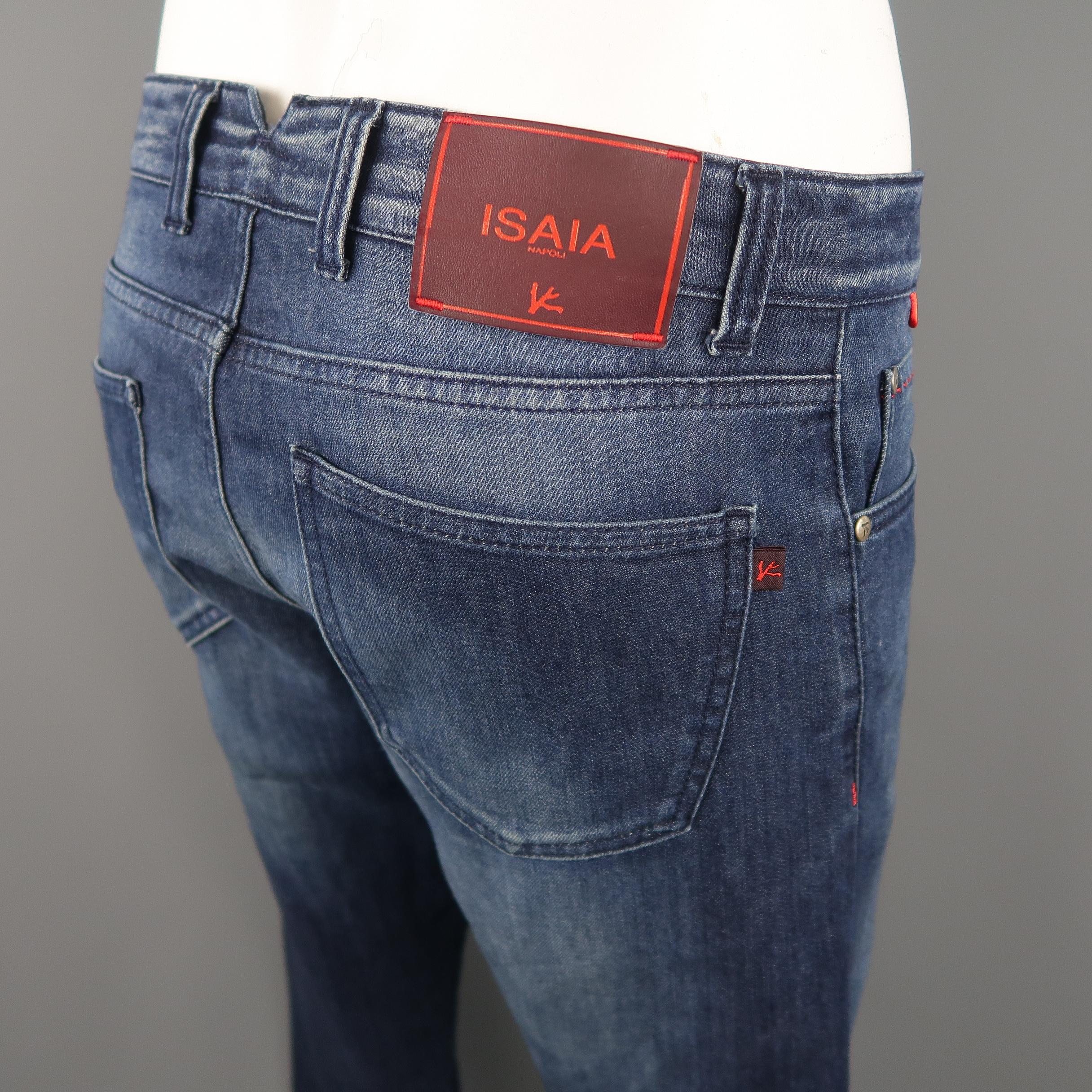 ISAIA Size 34 Indigo Wash Selvedge Denim Jeans 1