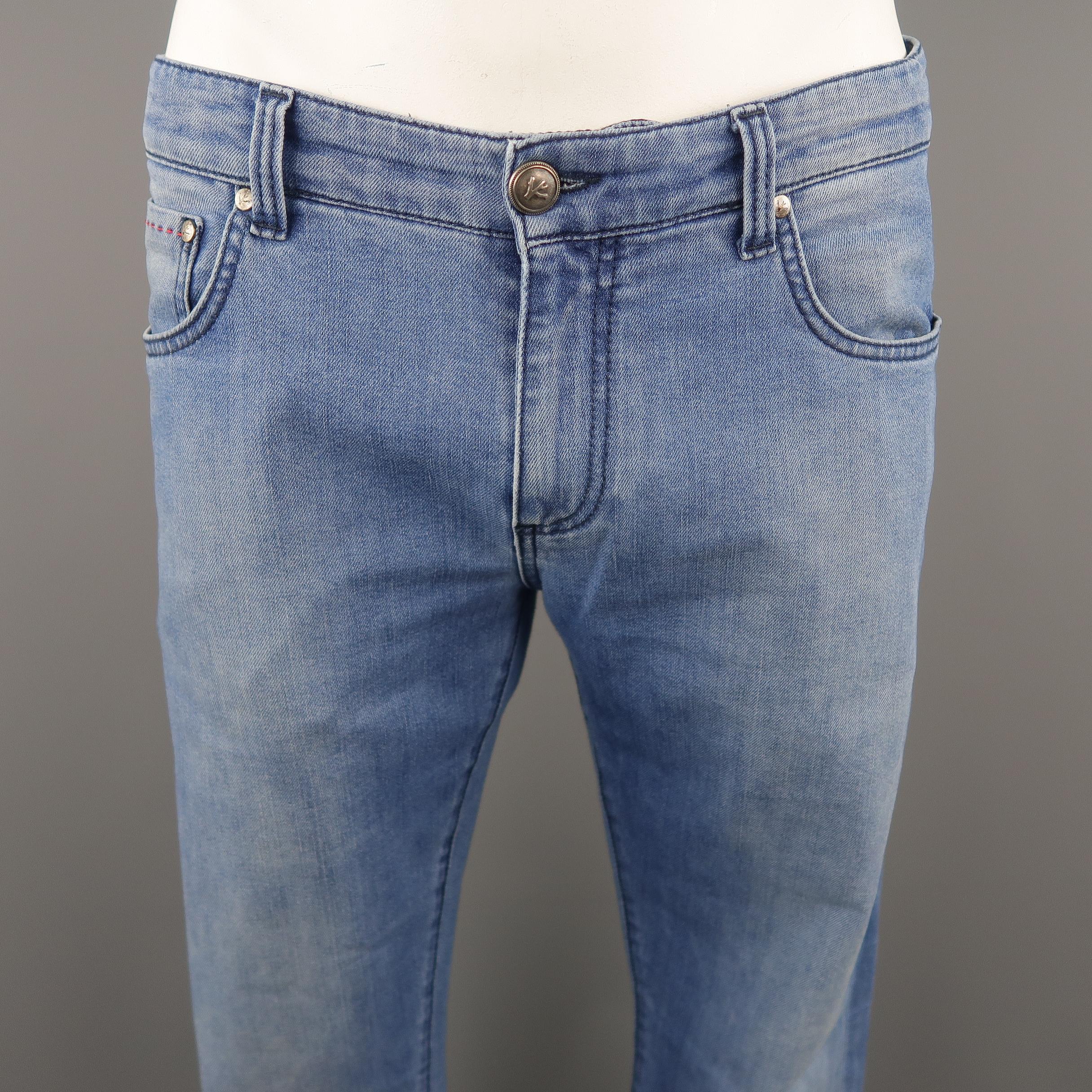 ISAIA  jeans come in blue washed selvedge denim material, zip fly. Made in Italy.
 
Excellent  Pre-Owned Condition.
Marked: 34
 
Measurements:
 
Waist:  34  in.
Rise: 10  in.
Inseam:  35  in.
