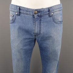ISAIA Size 34 Blue Wash Selvedge Denim Jeans