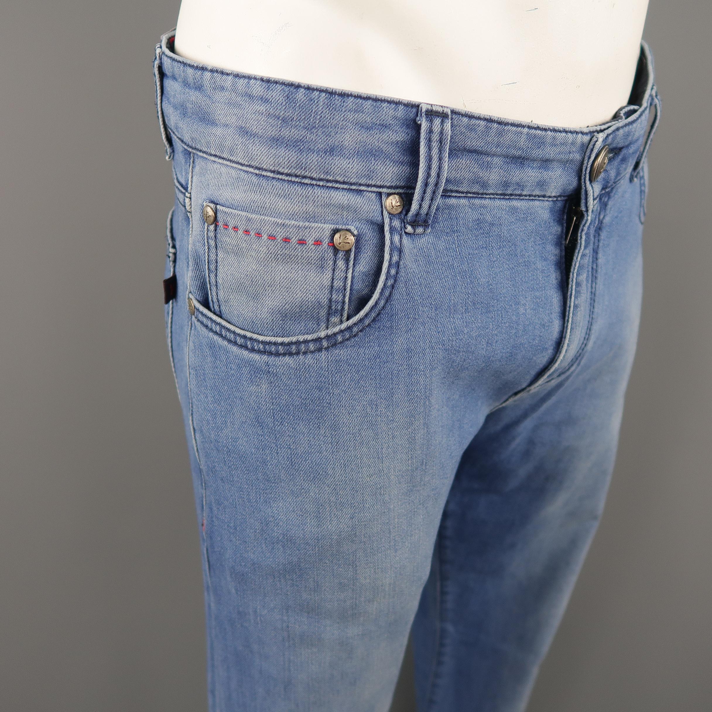 Gray  ISAIA Size 34 Blue Wash Selvedge Denim Jeans