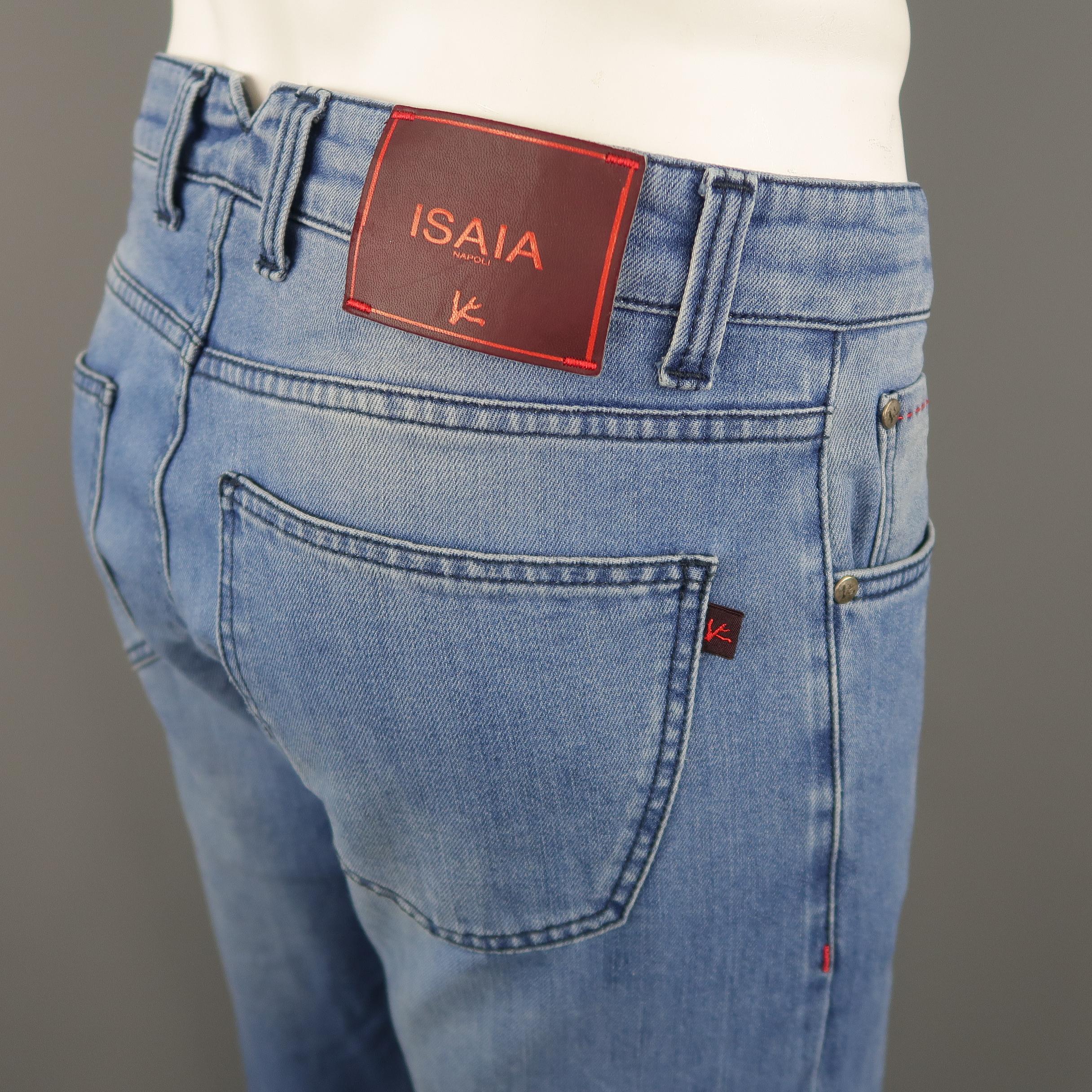  ISAIA Size 34 Blue Wash Selvedge Denim Jeans 1