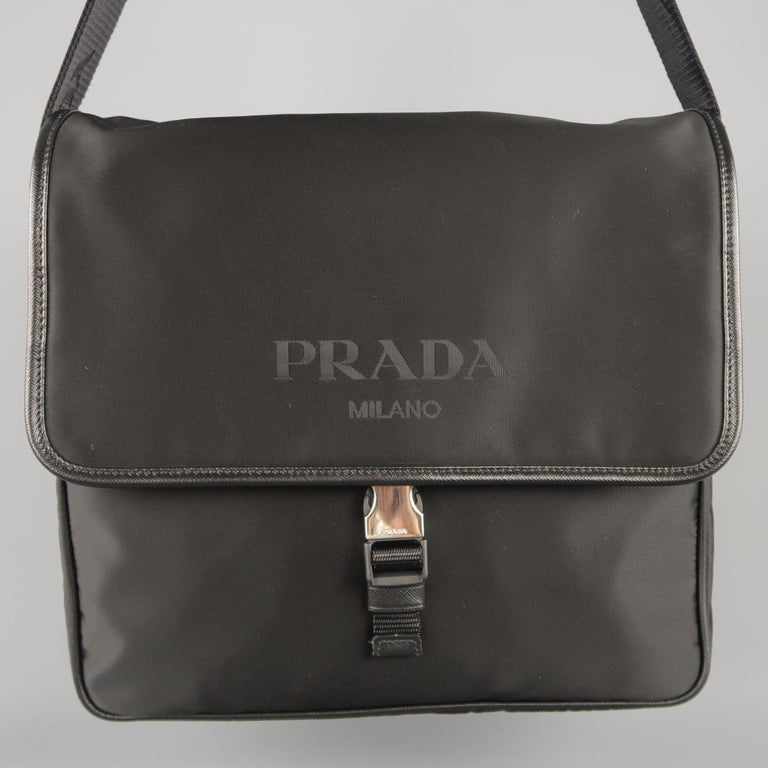 PRADA Black Nylon Messenger Bag at 1stDibs