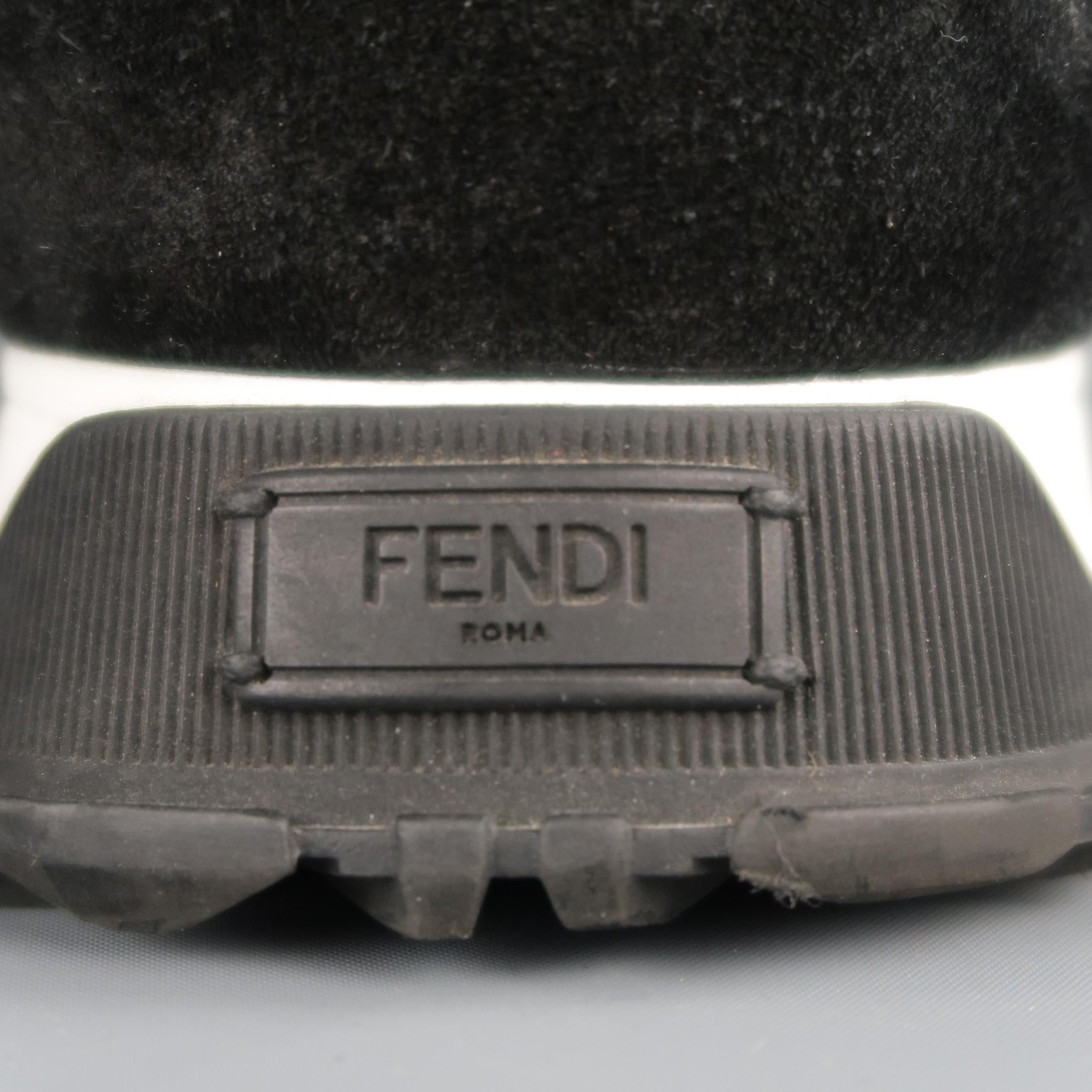 FENDI Size 10 Black & Navy Color Block Leather Sneakers 2