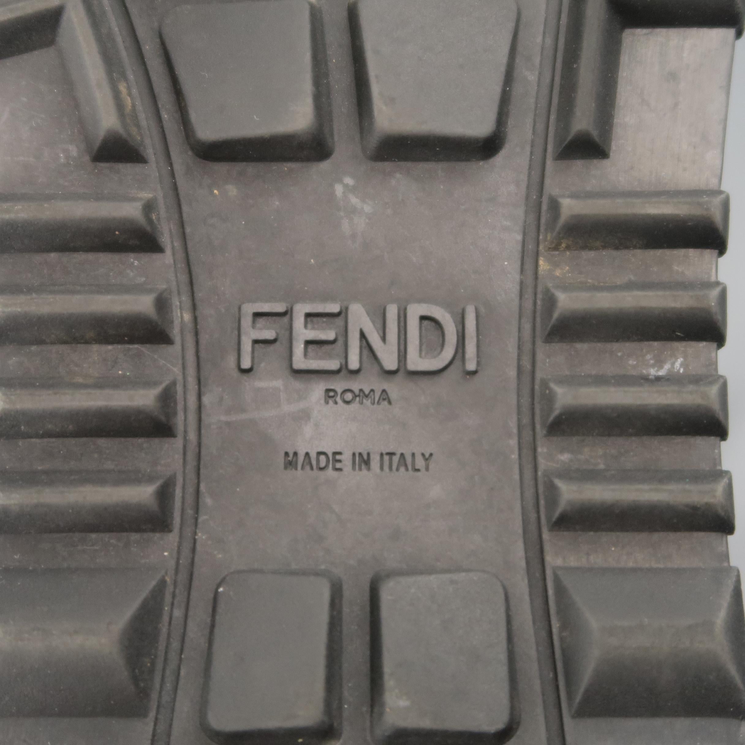 FENDI Size 10 Black & Navy Color Block Leather Sneakers 3