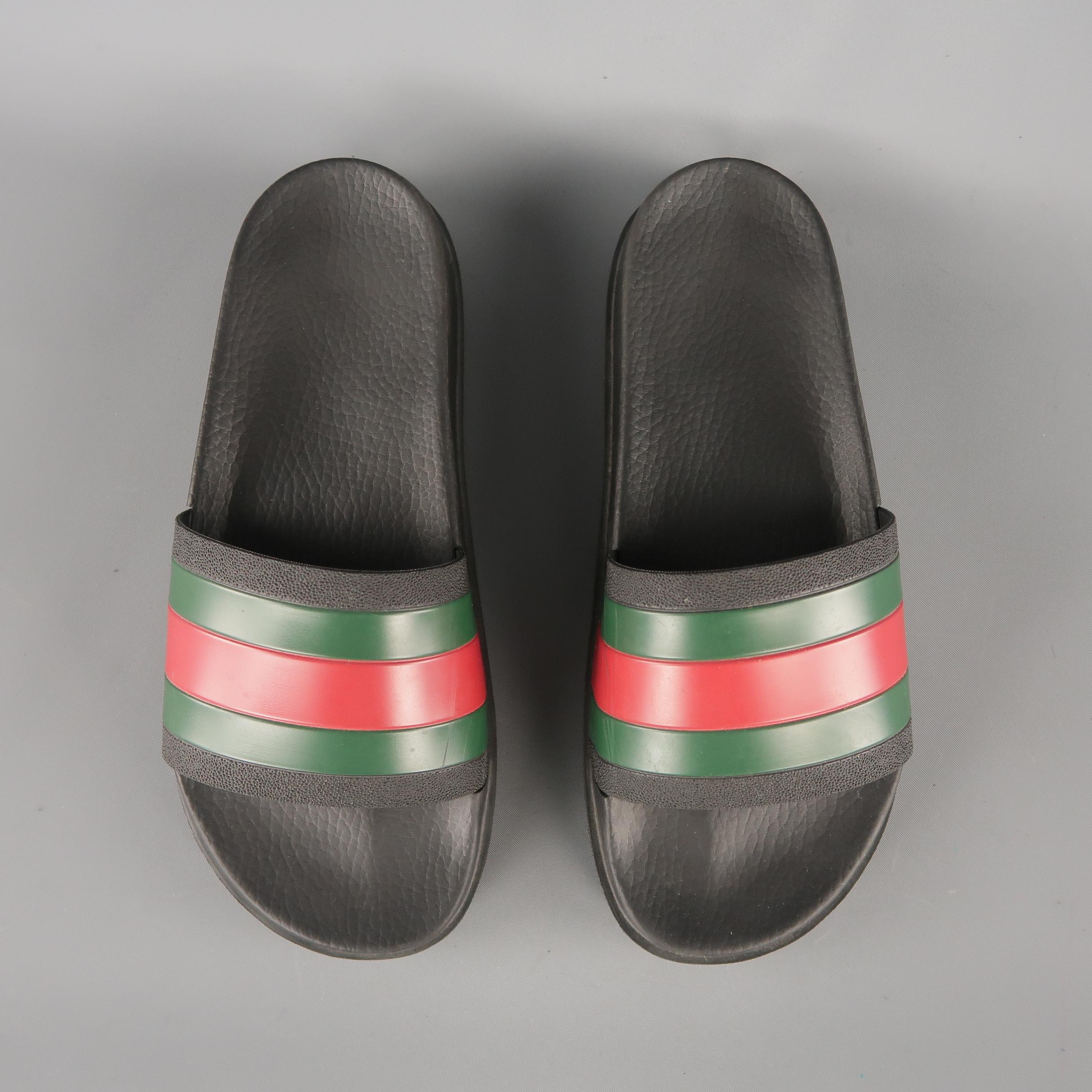 GUCCI Pursuit Size 9 Black Stripe Rubber Slides Sandal 1