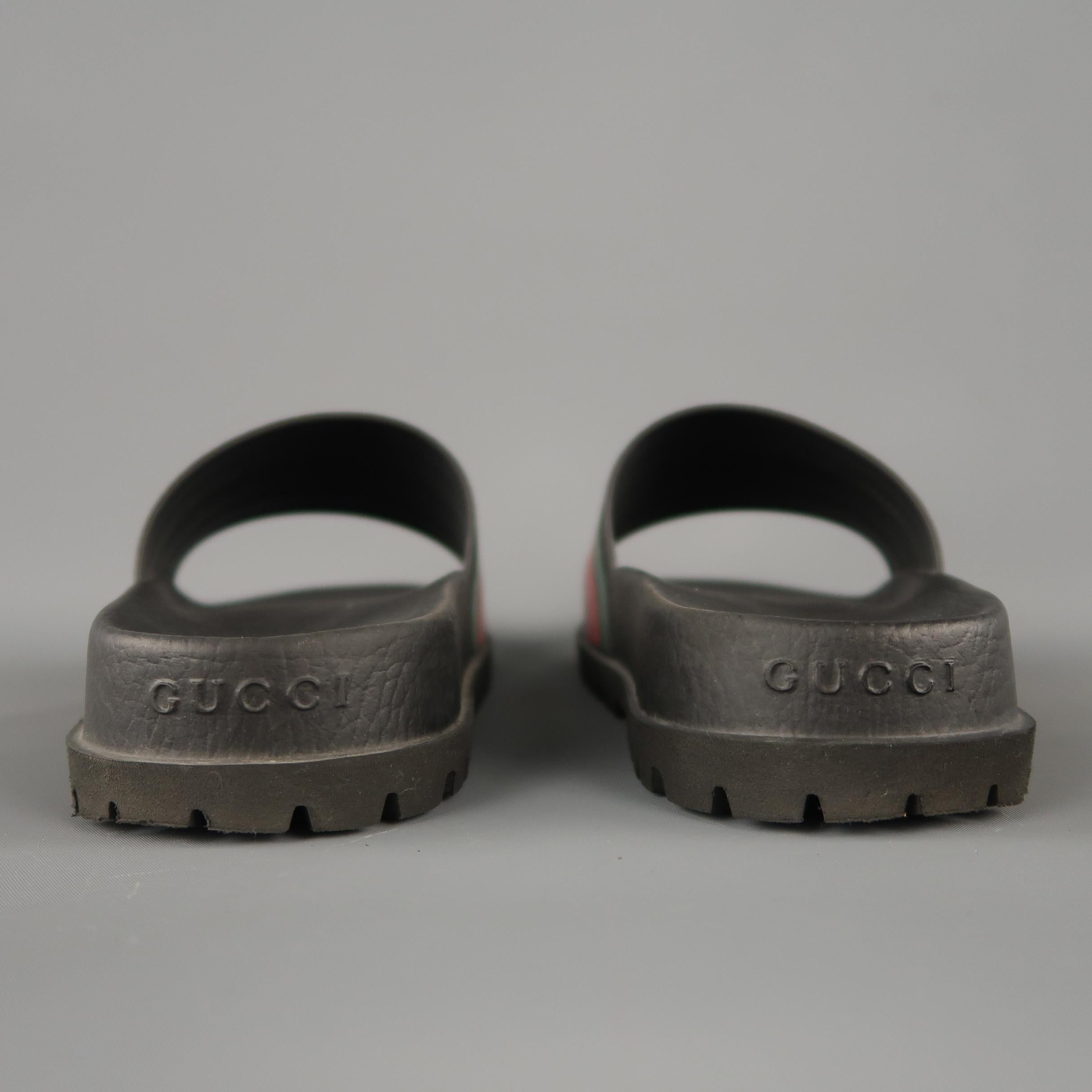 GUCCI Pursuit Size 9 Black Stripe Rubber Slides Sandal 2