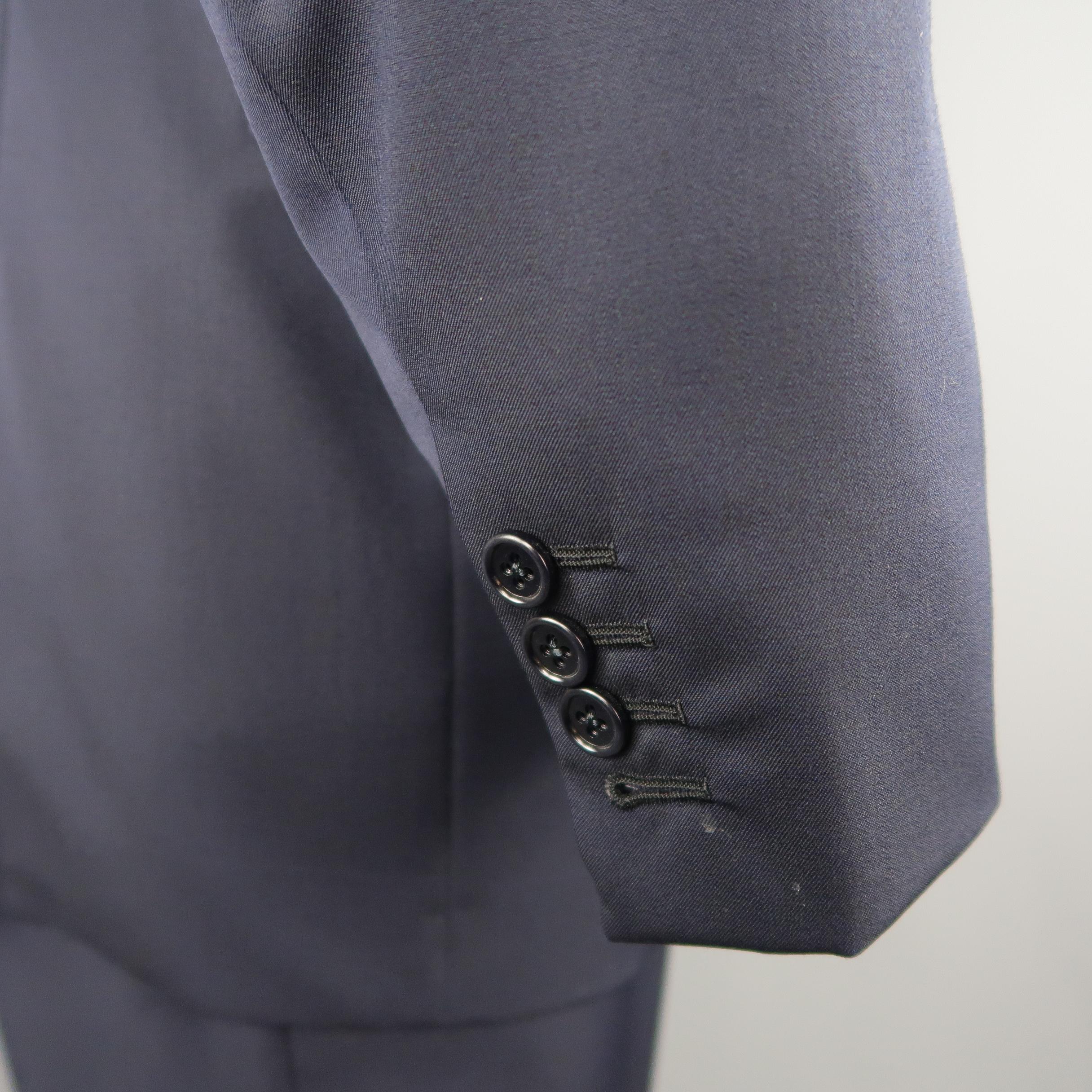 Men's RALPH LAUREN 44 Regular Navy Wool / Silk Lined Notch Lapel Suit