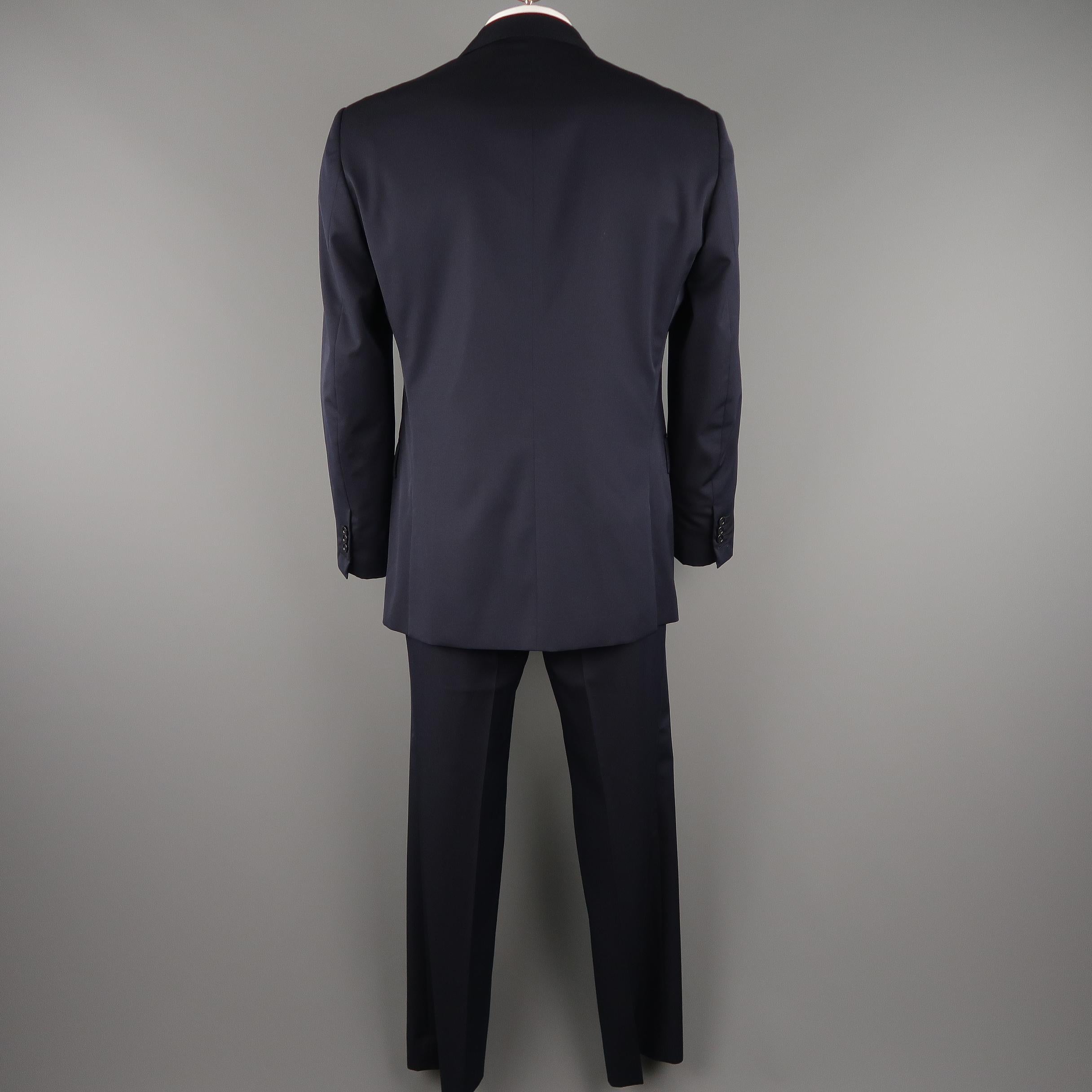 RALPH LAUREN 44 Regular Navy Wool / Silk Lined Notch Lapel Suit 1