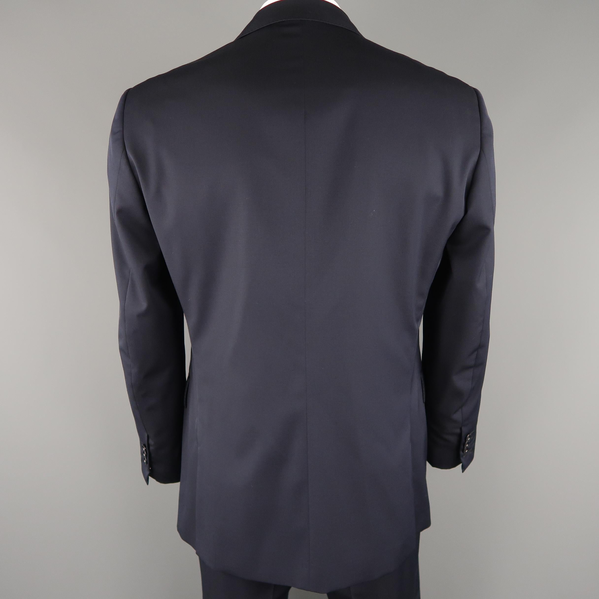 RALPH LAUREN 44 Regular Navy Wool / Silk Lined Notch Lapel Suit 2