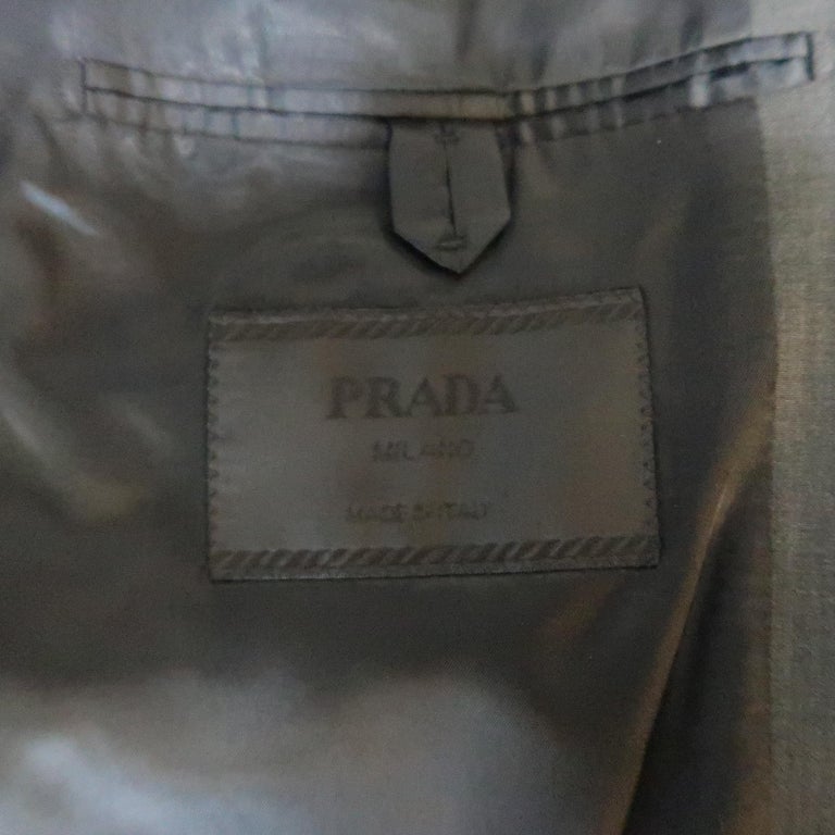 PRADA 46 Long Charcoal Wool Notch Lapel 3 Button Single Breasted Suit ...