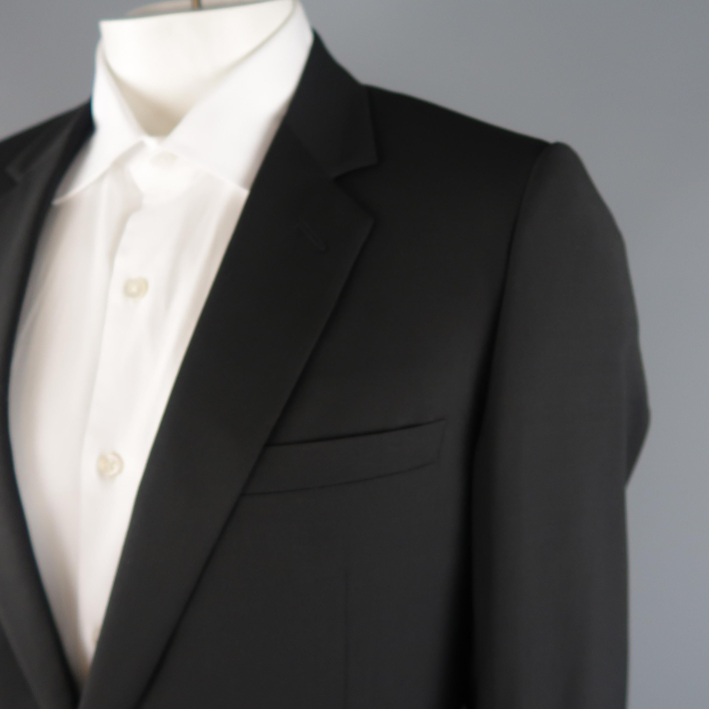 DIOR HOMME 42 Black Wool Single Breasted Notch Lapel Classic Suit In New Condition In San Francisco, CA