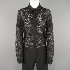 NO. 21 Size 6 Black Lace Shirt Top Jumpsuit Overalls