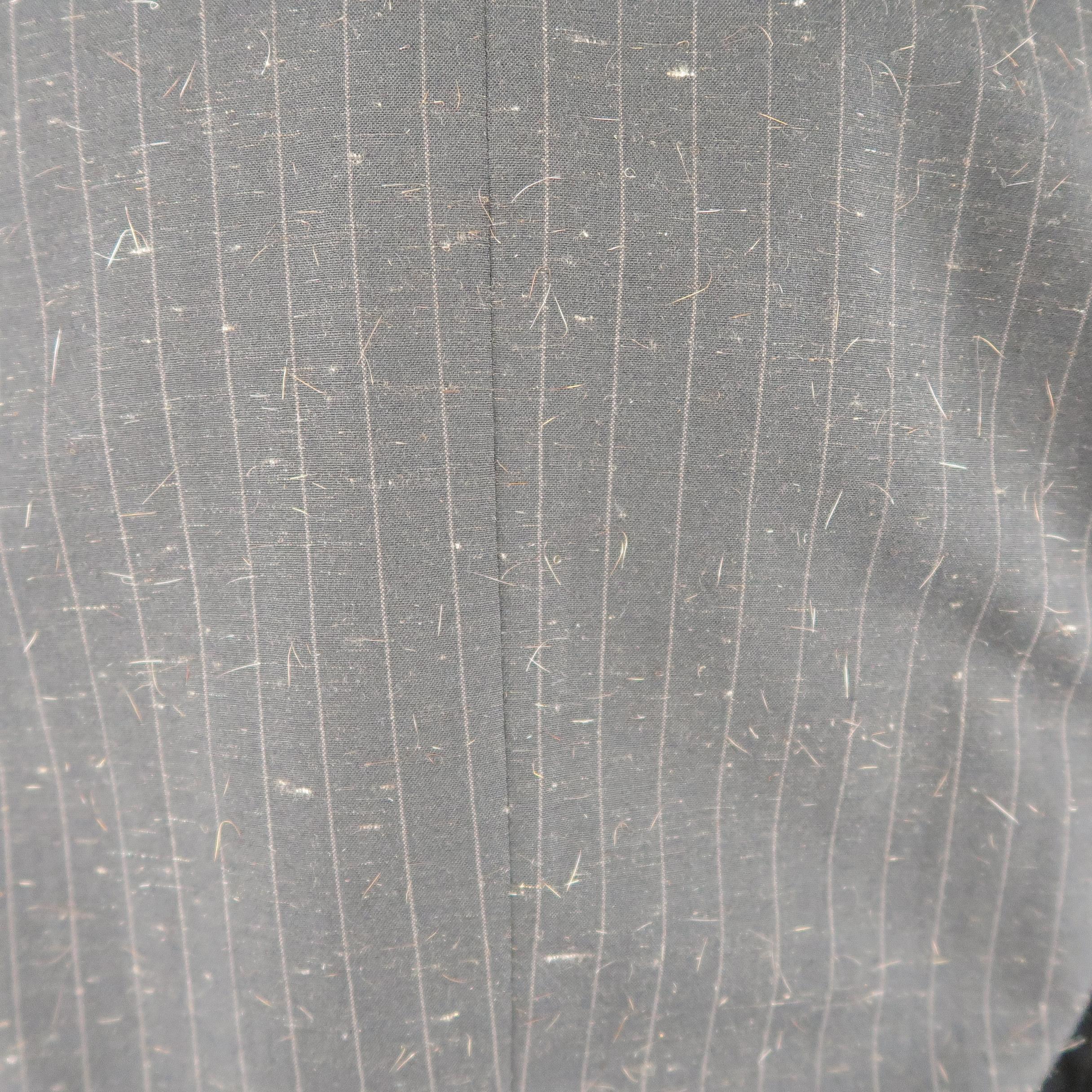 YOHJI YAMAMOTO M Charcoal Textured Wool Blend Striped Notch Lapel Suit 3