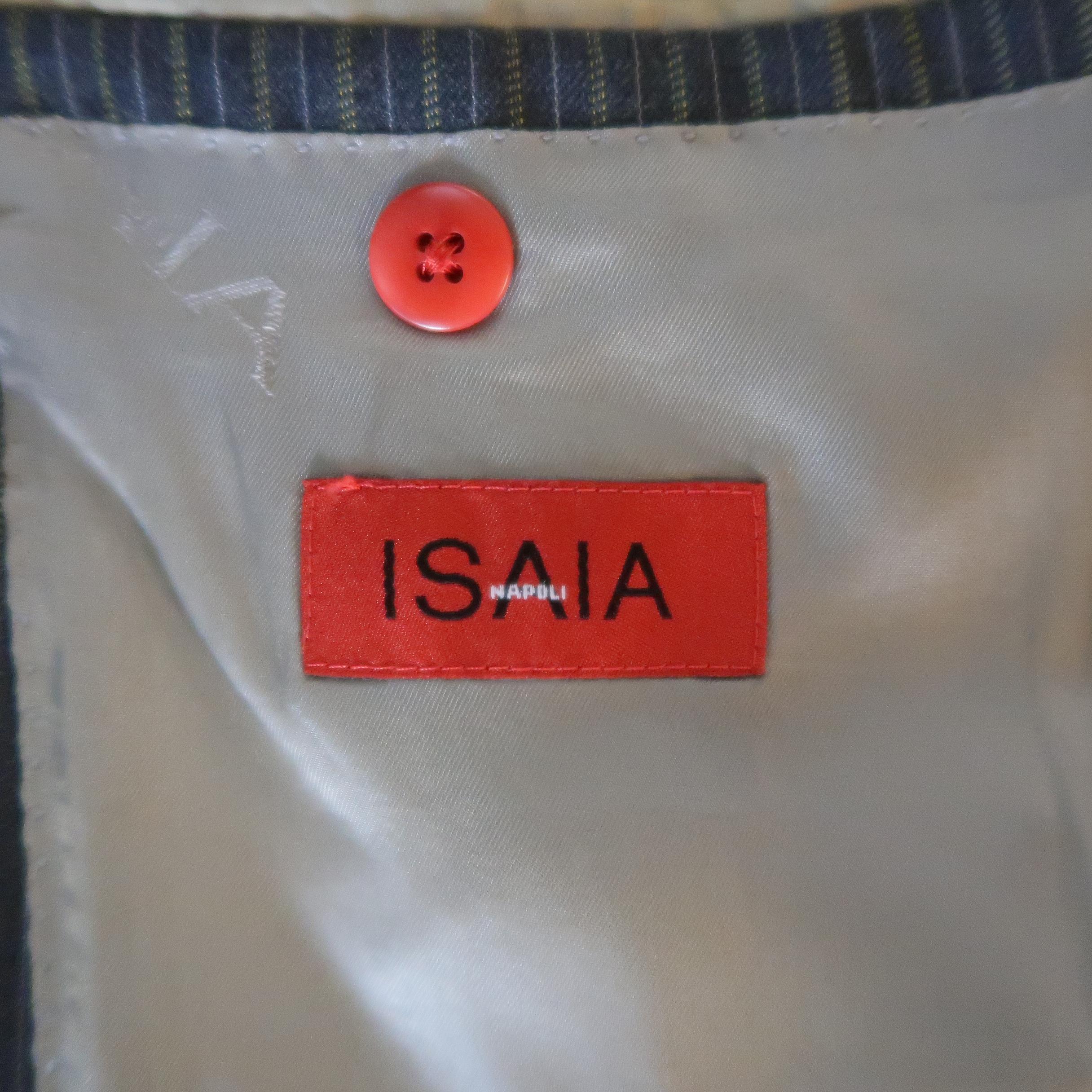 ISAIA 42 Regular Gray & Gold Pintripe Wool 3 Button Notch Lapel Suit 6