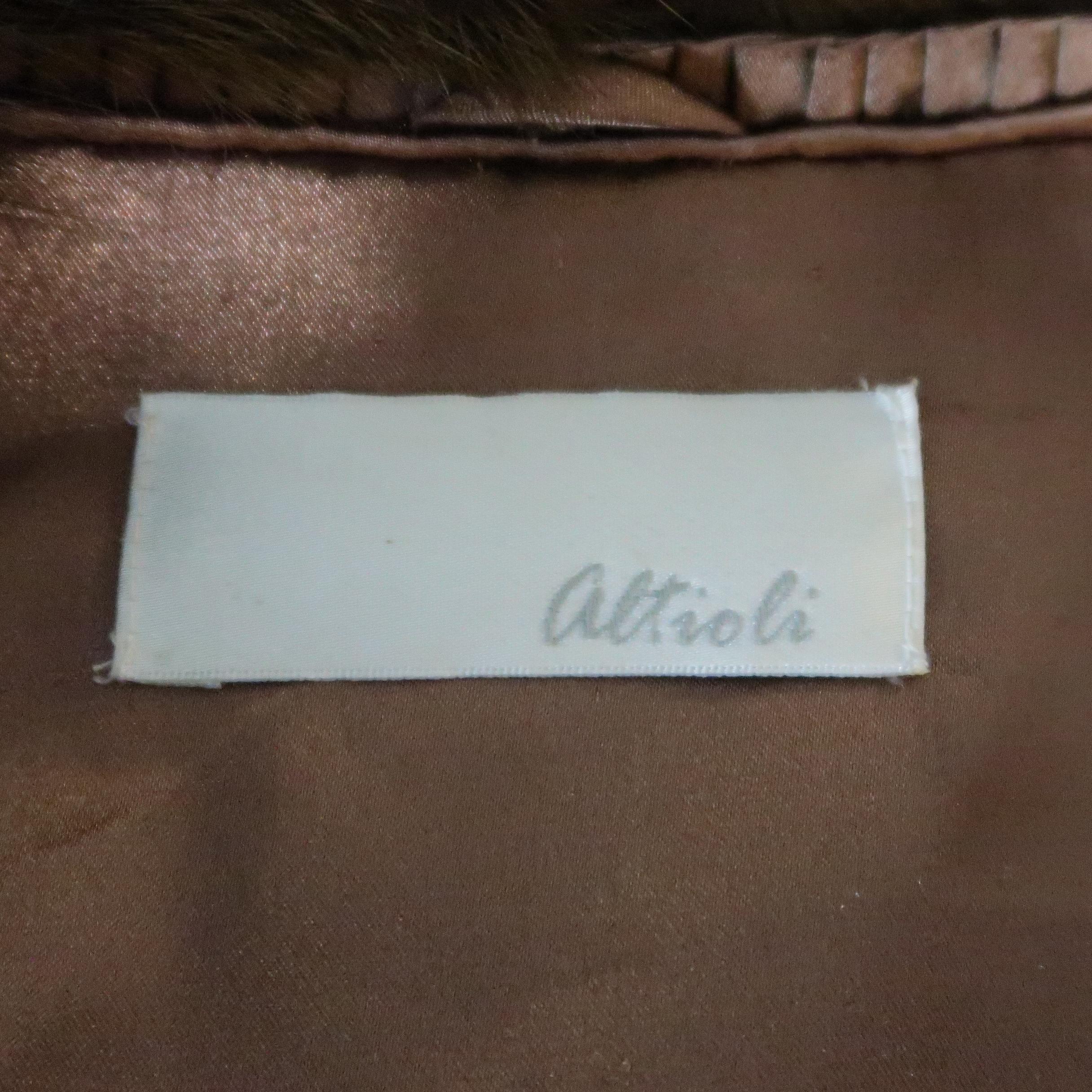 ALTIOLI Size L Brown Sable Fur Collared Jacket / Coat 4