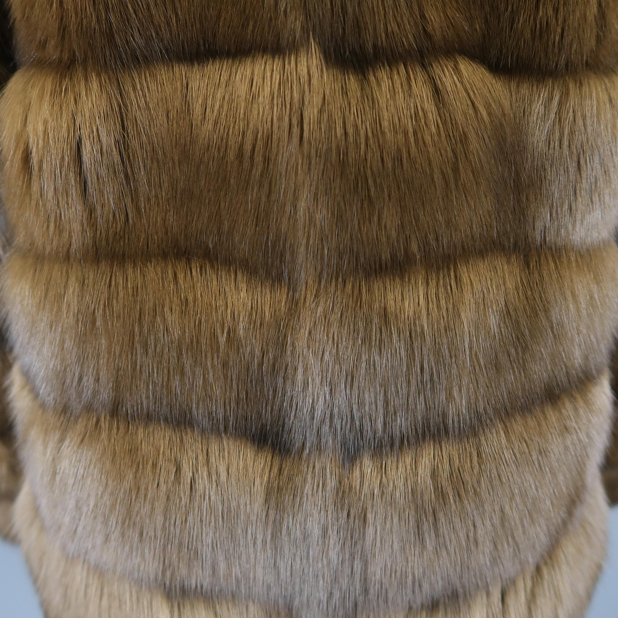 ALTIOLI Size L Brown Sable Fur Collared Jacket / Coat 3