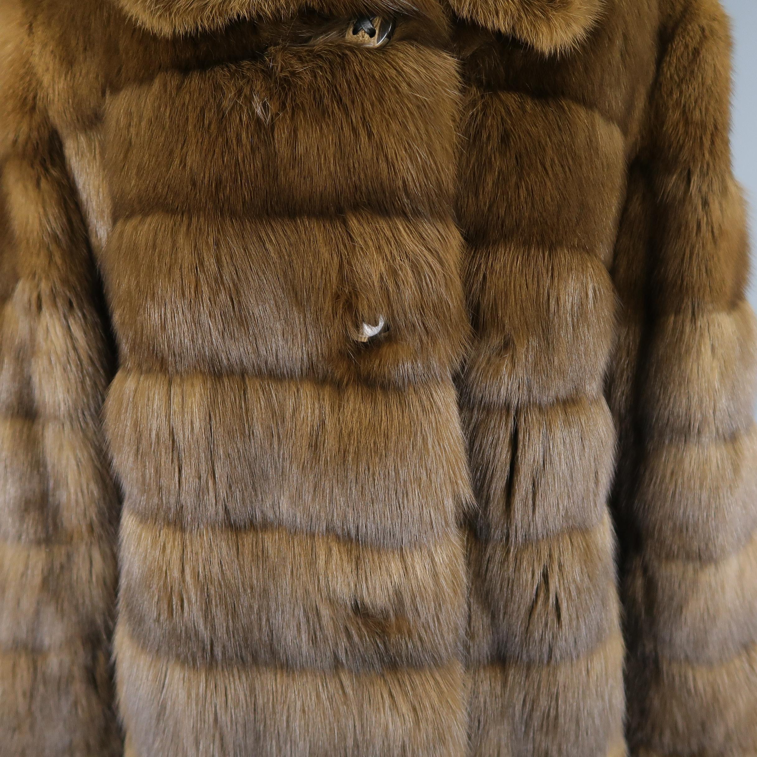 Women's ALTIOLI Size L Brown Sable Fur Collared Jacket / Coat