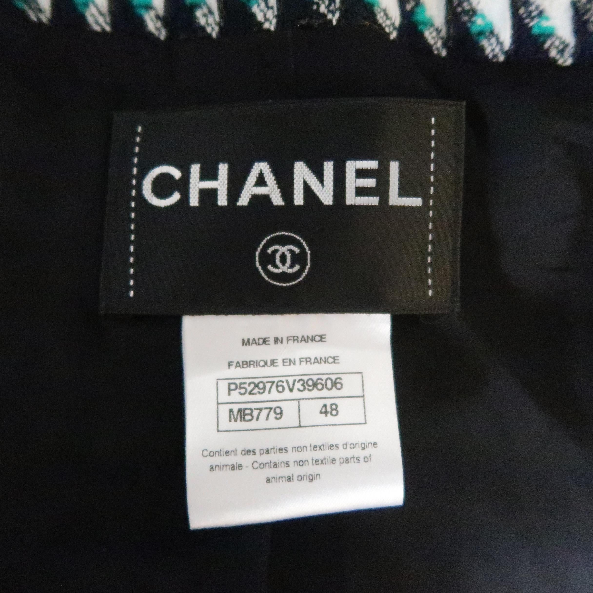 CHANEL Size 16 Green Black & White Fantasy Tweed Paris-Seoul Cruise 2016 Jacket 10