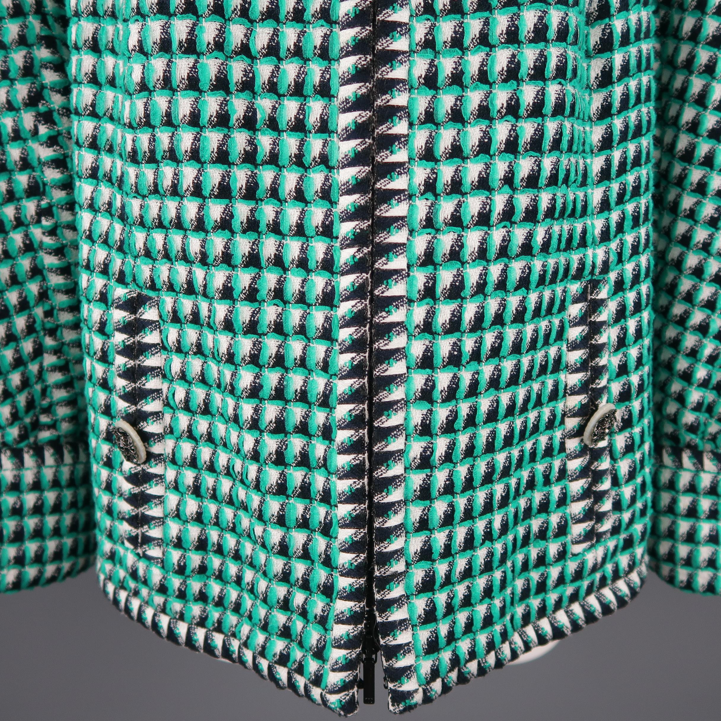 CHANEL Size 16 Green Black & White Fantasy Tweed Paris-Seoul Cruise 2016 Jacket 2