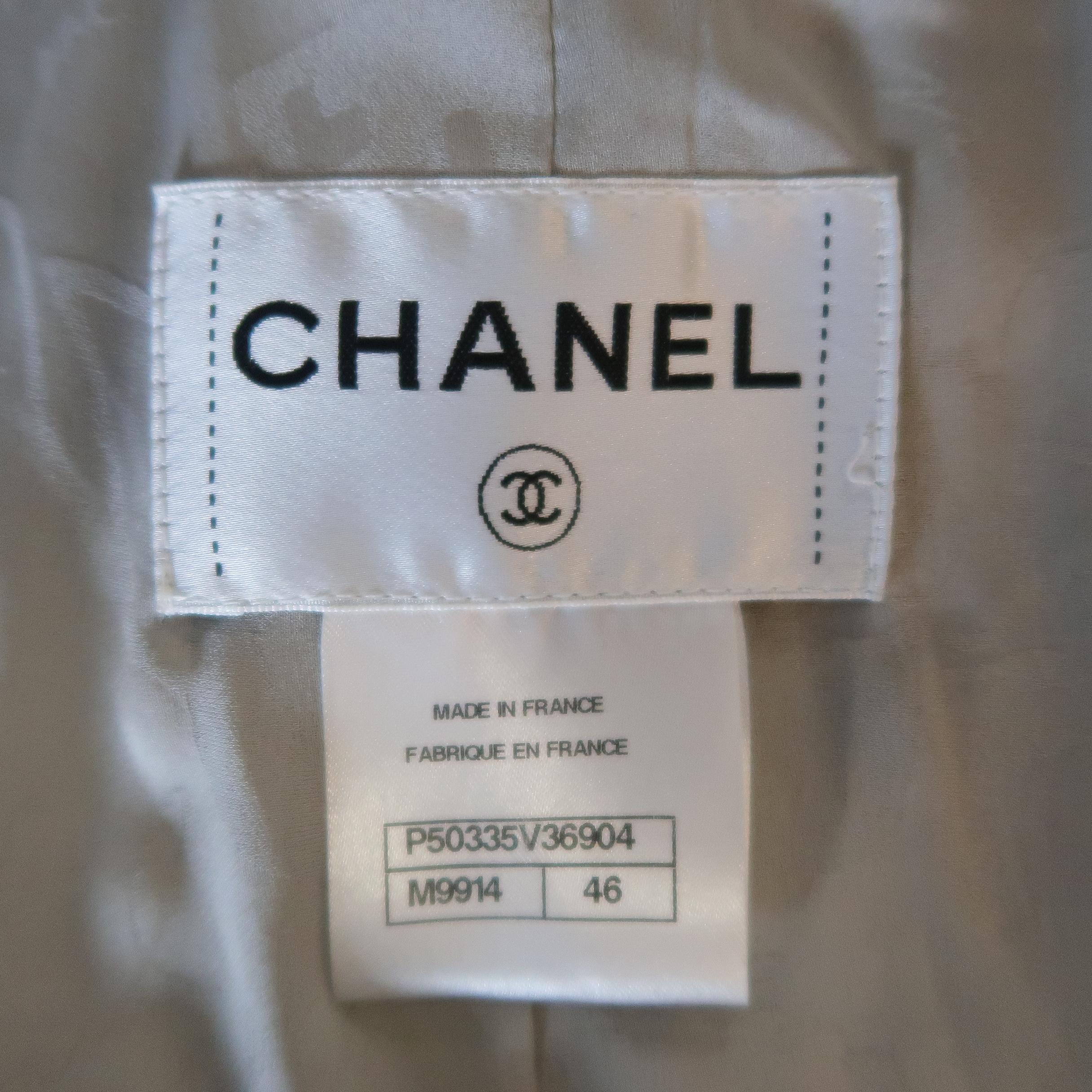 CHANEL Size 14 Fall 2014 Supermarket Cream & Black Lavender Tinsel Tweed Coat 6