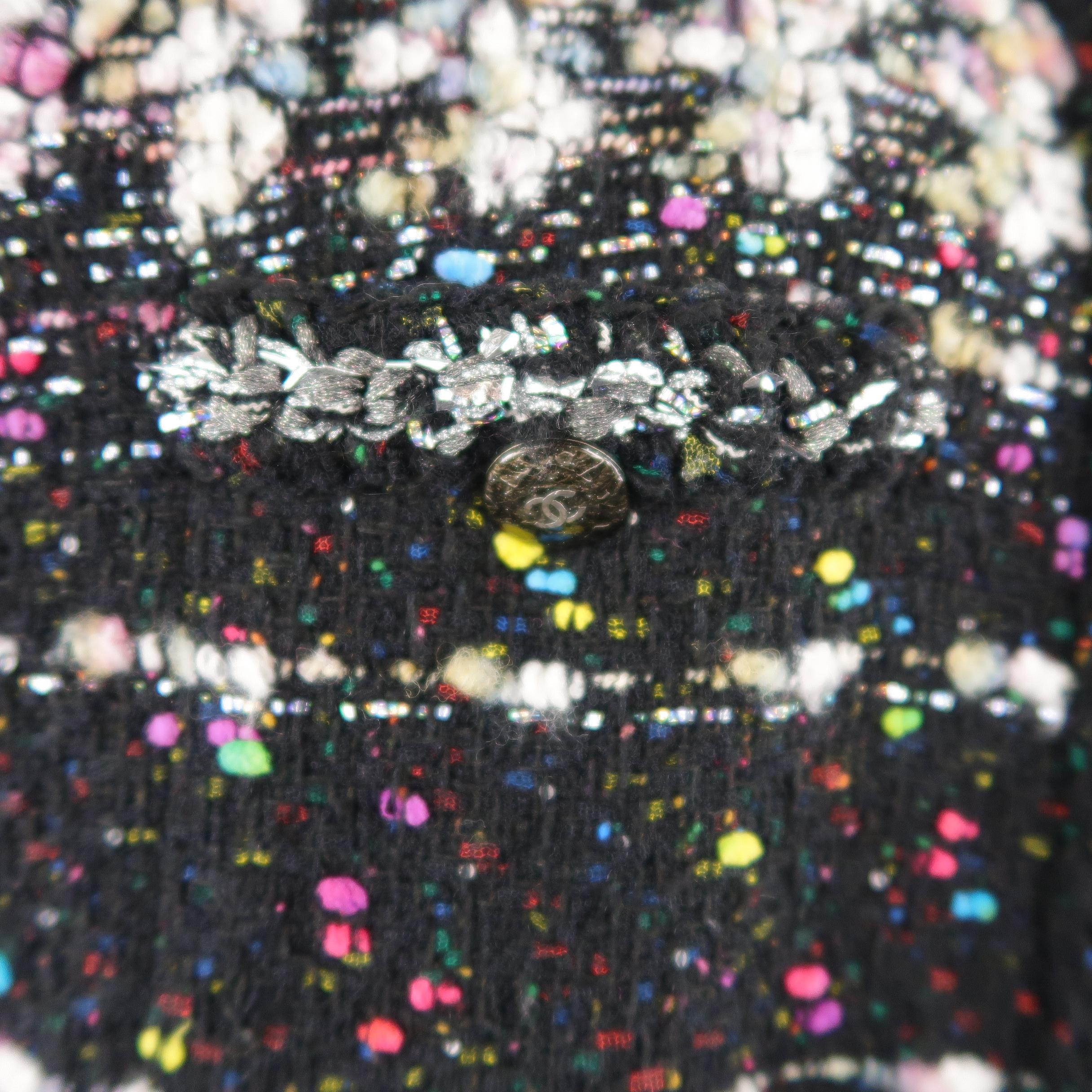 CHANEL Size 14 Black & Multicolor Metallic Tweed Fall 2014 Supermarket Coat  2