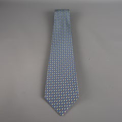 SALVATORE FERRAGAMO Blue & Green Strawberry Print Silk Tie