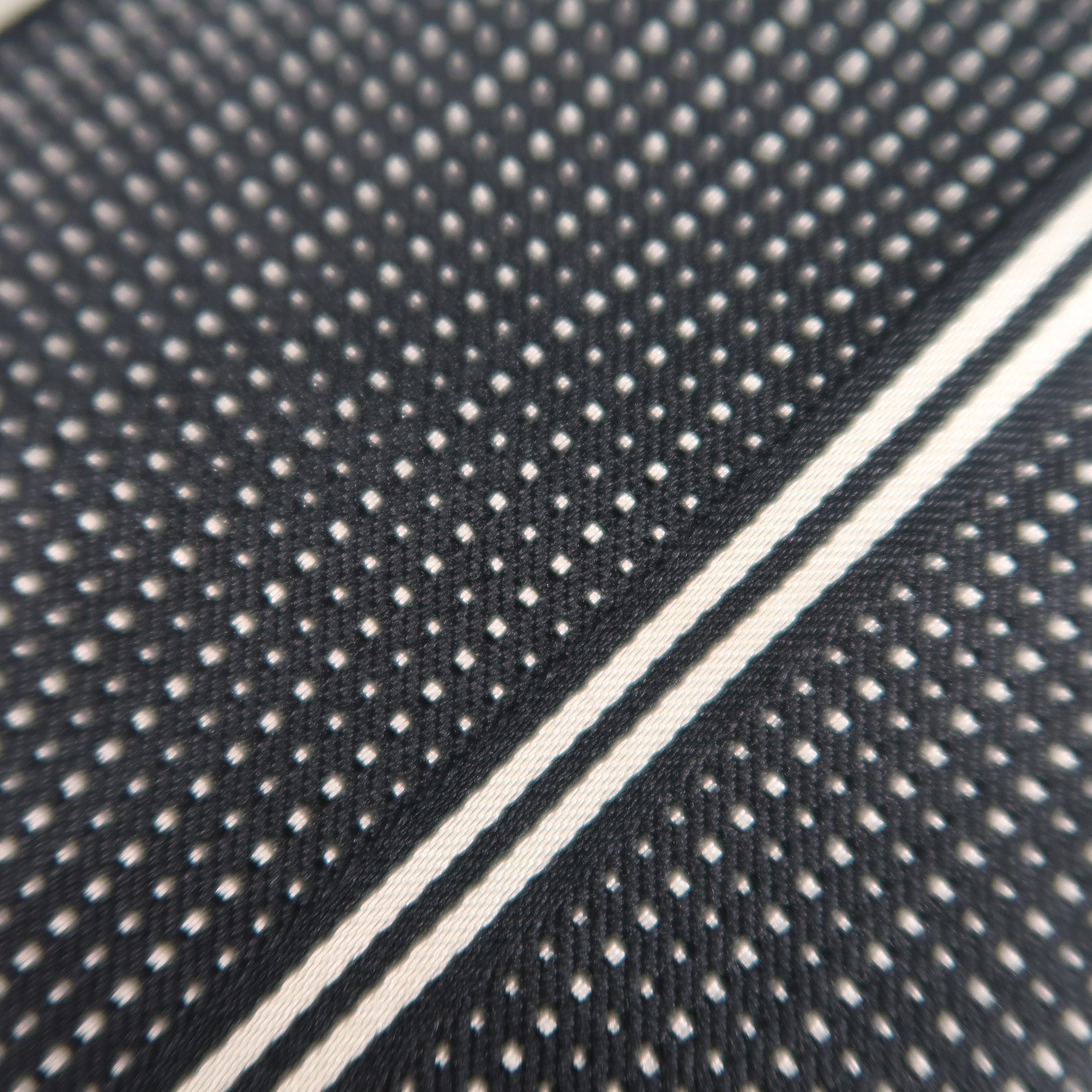 PRADA Black & White Diagonal Stripe Silk Tie In Excellent Condition In San Francisco, CA