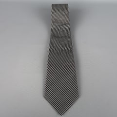 DIOR HOMME Black & Silver Diagonal Stripe Silk Tie