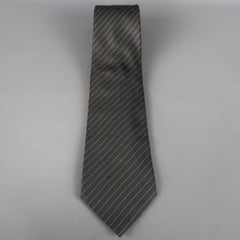 GUCCI Dark Gray Diagonal Stripe Silk Tie