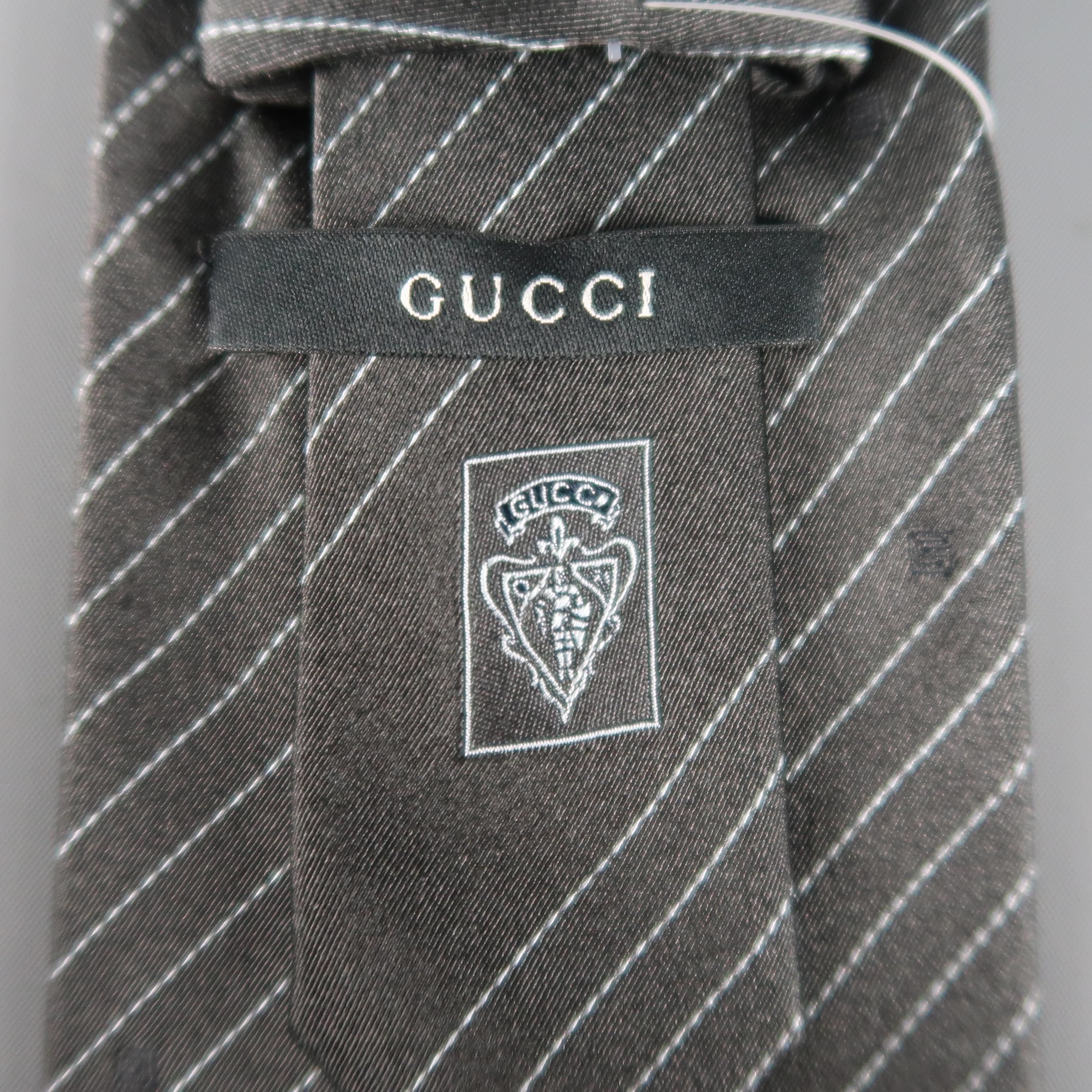 Men's GUCCI Dark Gray Diagonal Stripe Silk Tie