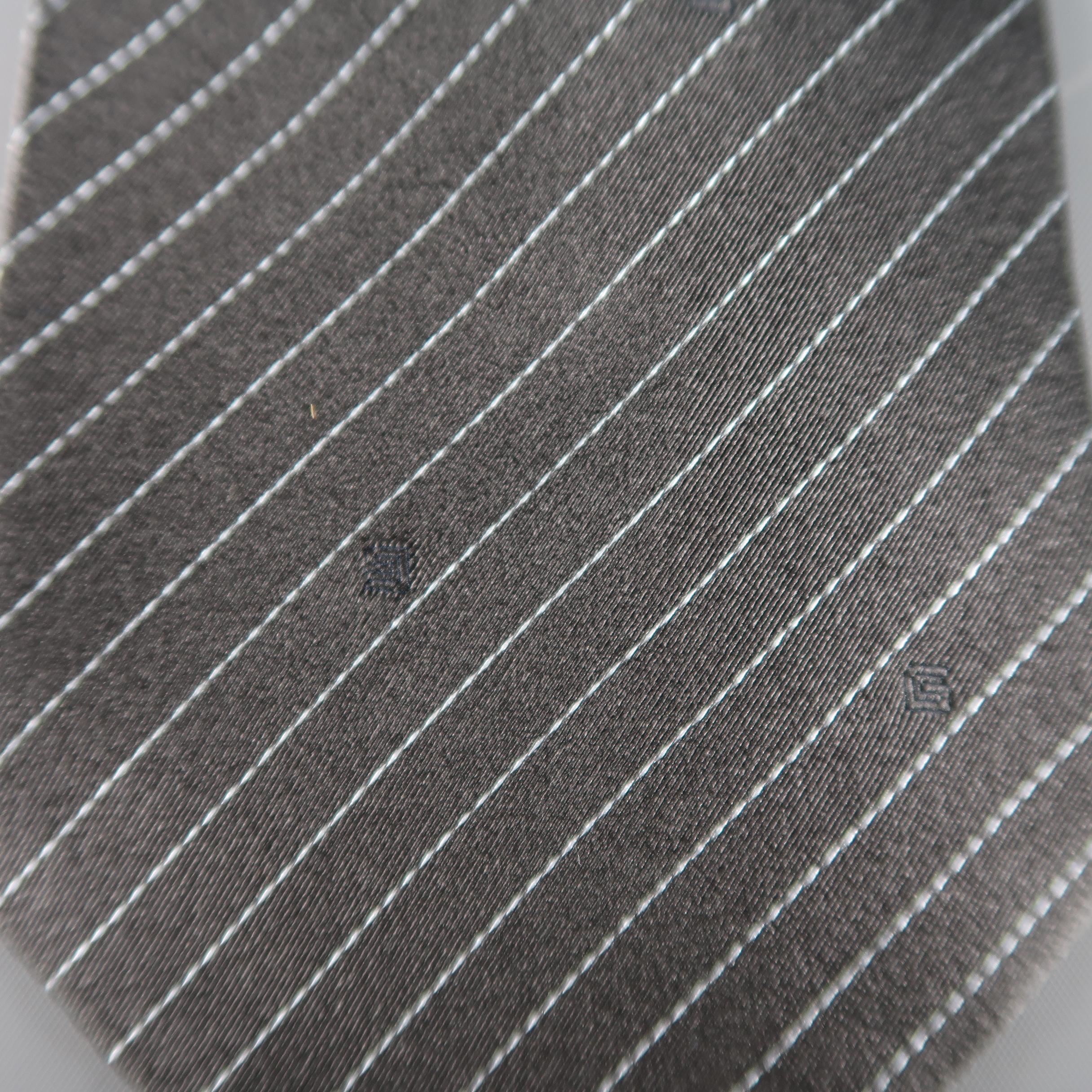 GUCCI Dark Gray Diagonal Stripe Silk Tie In Excellent Condition In San Francisco, CA