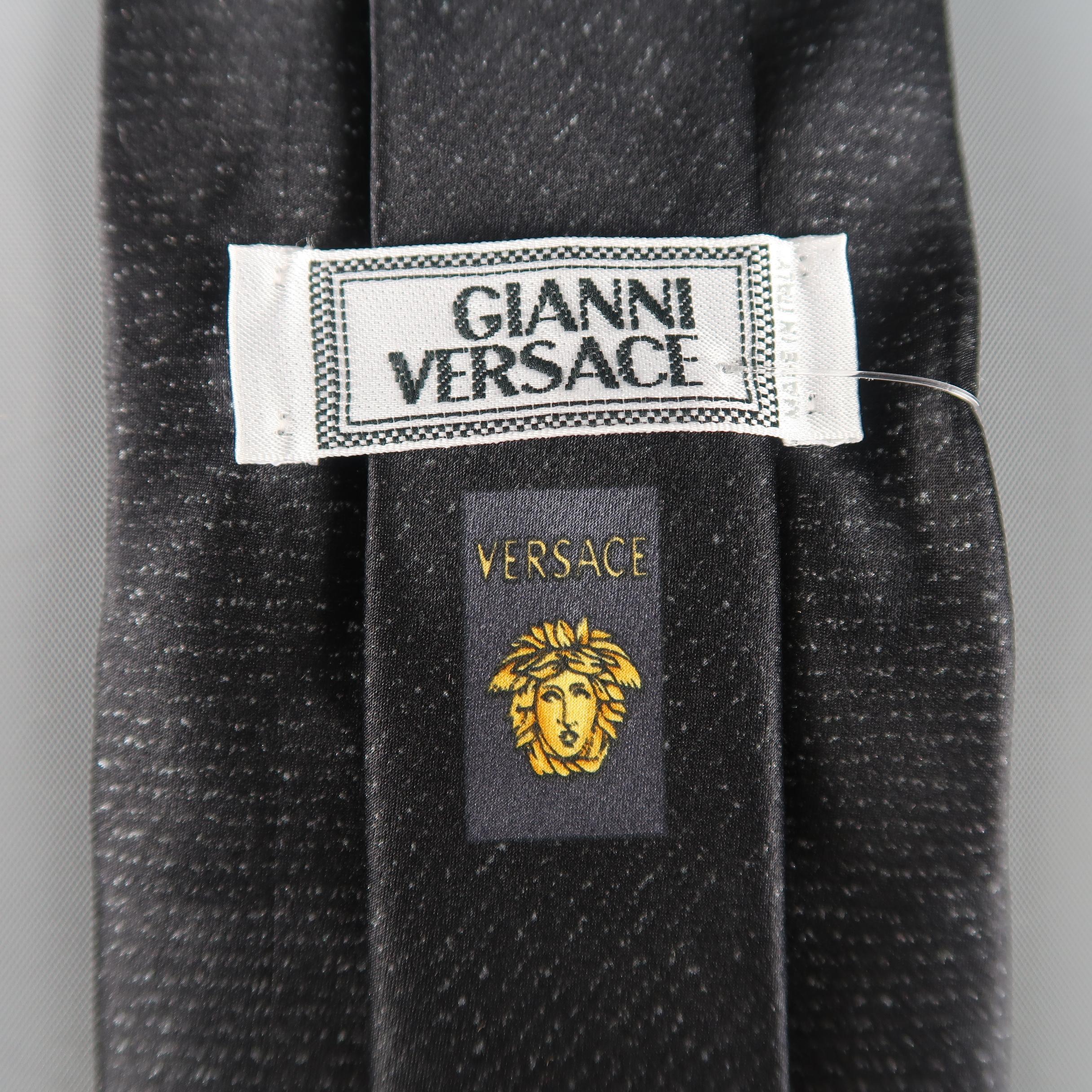 GIANNI VERSACE Charcoal Two Tone Silk Tie In Excellent Condition In San Francisco, CA