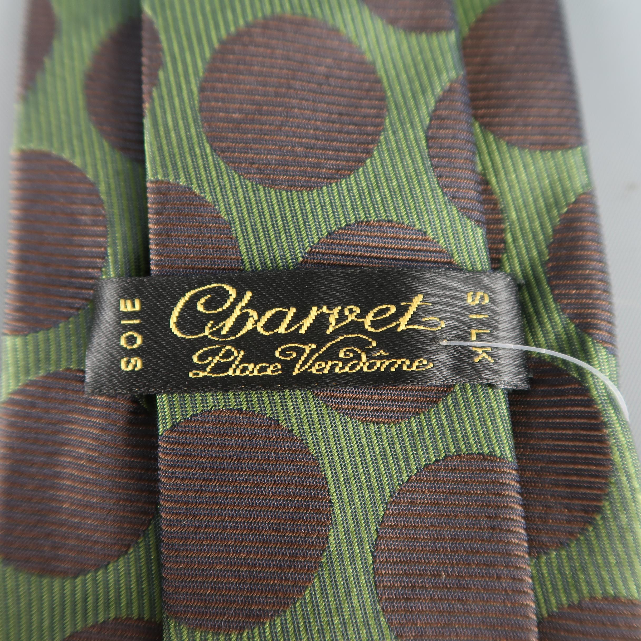 CHARVET Olive & Brown Polka Dots Silk Tie In Excellent Condition In San Francisco, CA