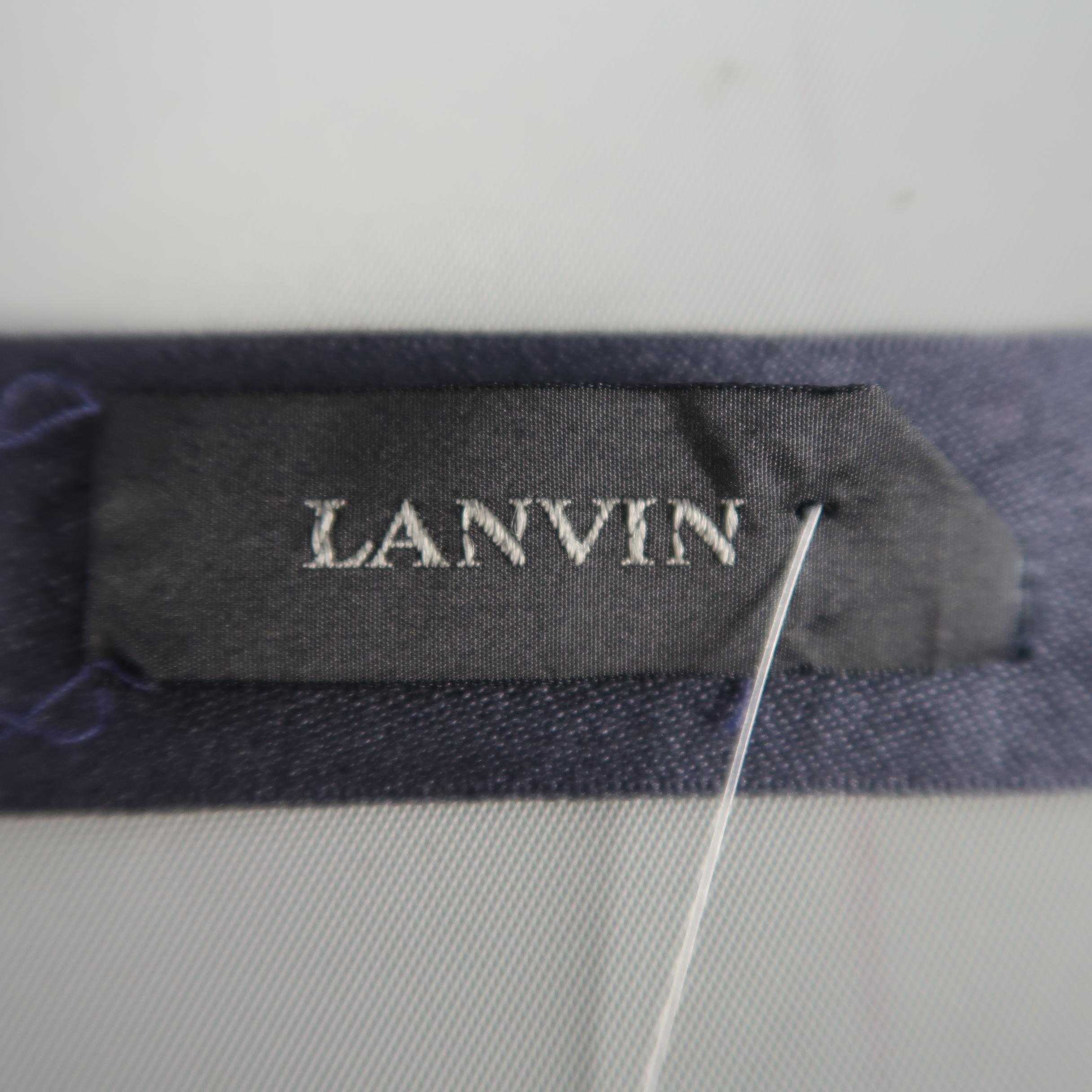 Black LANVIN Purple & Navy Tones Silk Tie