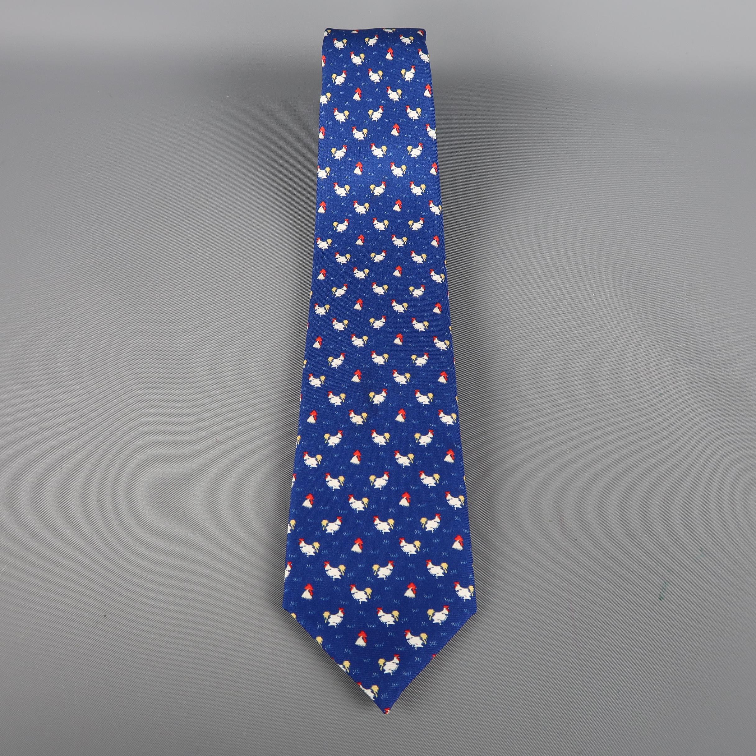 BATTISTONI tie come in navy silk  with an all over rooster print. Made in Italy.
Excellent Pre-Owned Condition.
Width: 3 in.