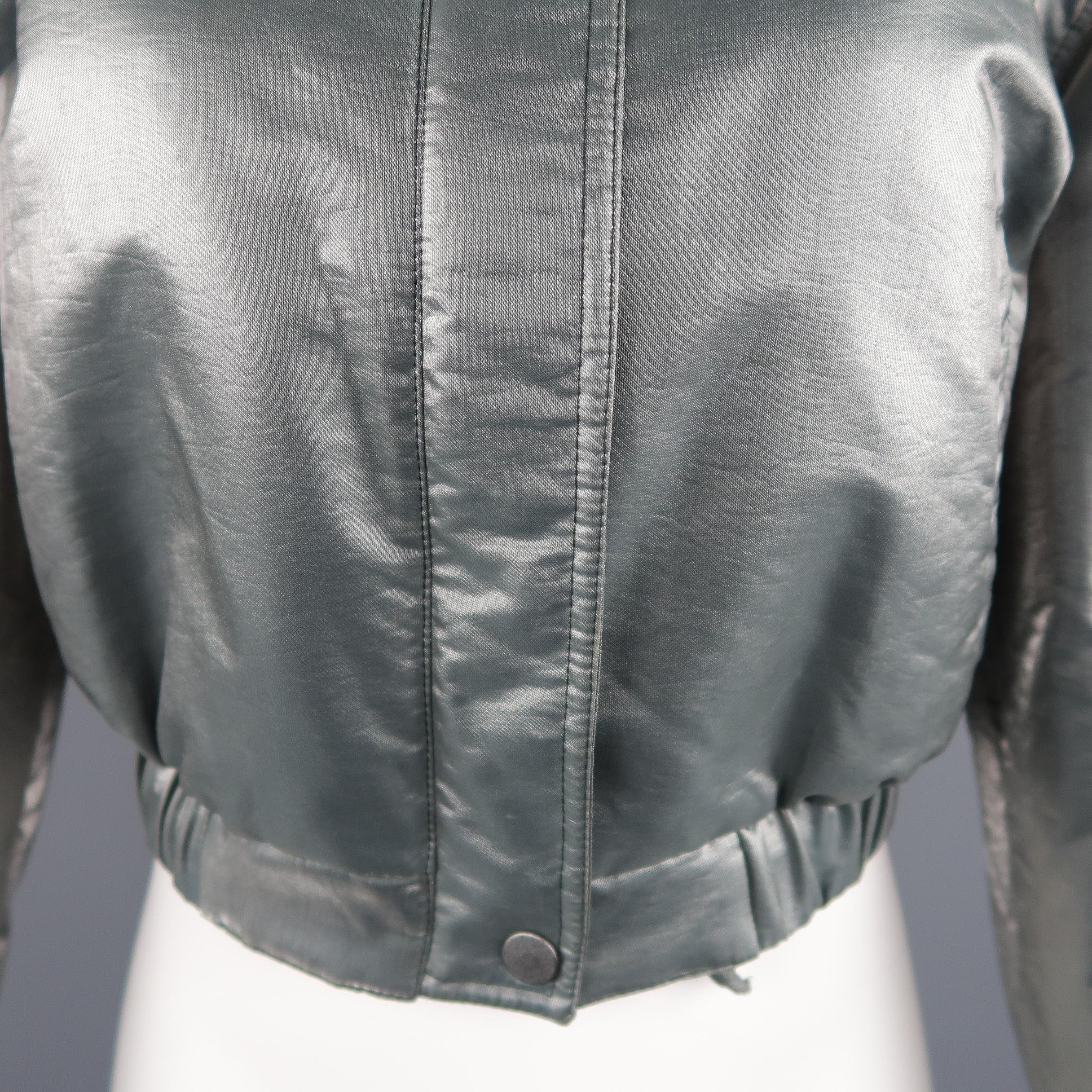 grey cropped bomber jacket