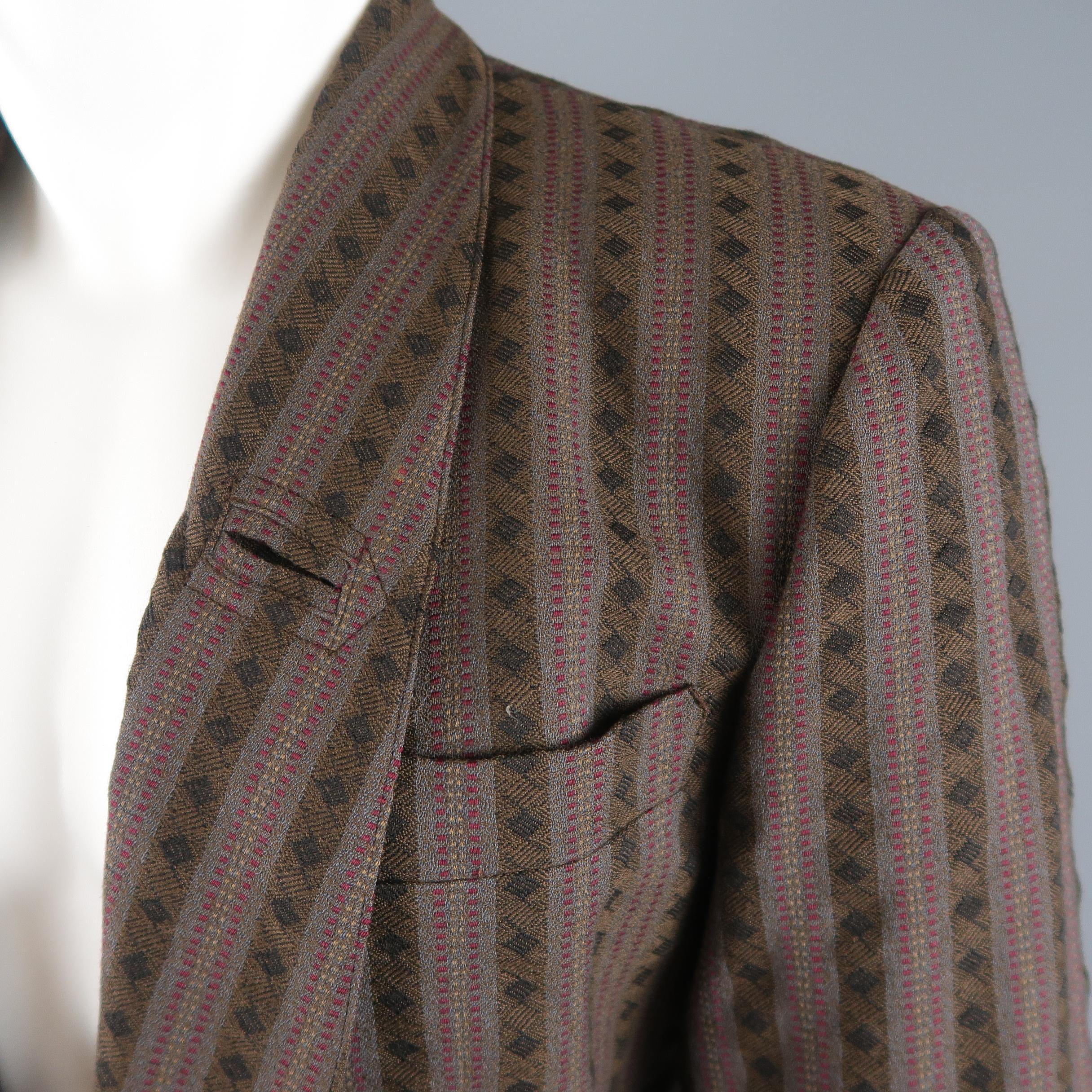 JEAN PAUL GAULTIER S Brown Striped Wool Shawl Collar Jacket In Excellent Condition In San Francisco, CA