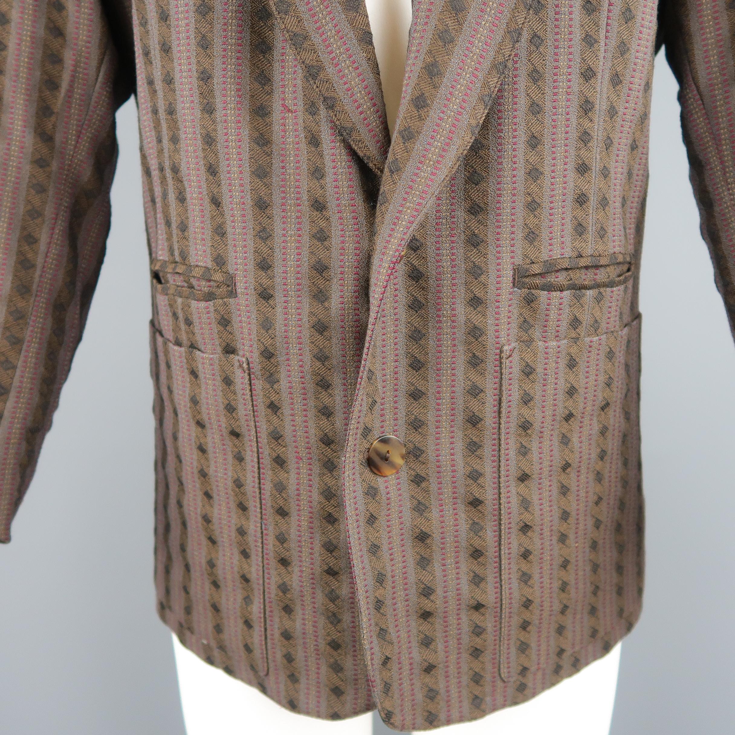 Women's or Men's JEAN PAUL GAULTIER S Brown Striped Wool Shawl Collar Jacket
