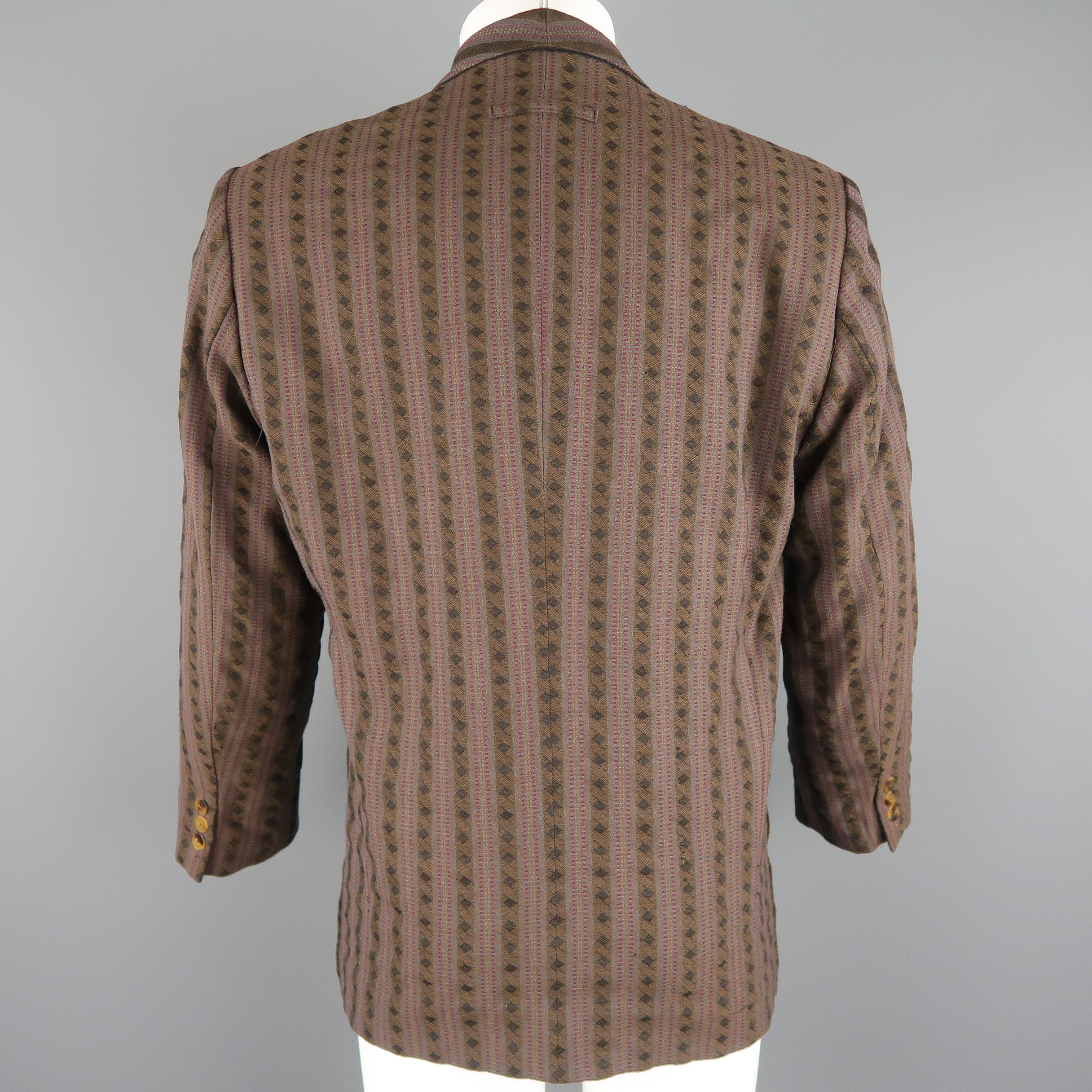 JEAN PAUL GAULTIER S Brown Striped Wool Shawl Collar Jacket 1