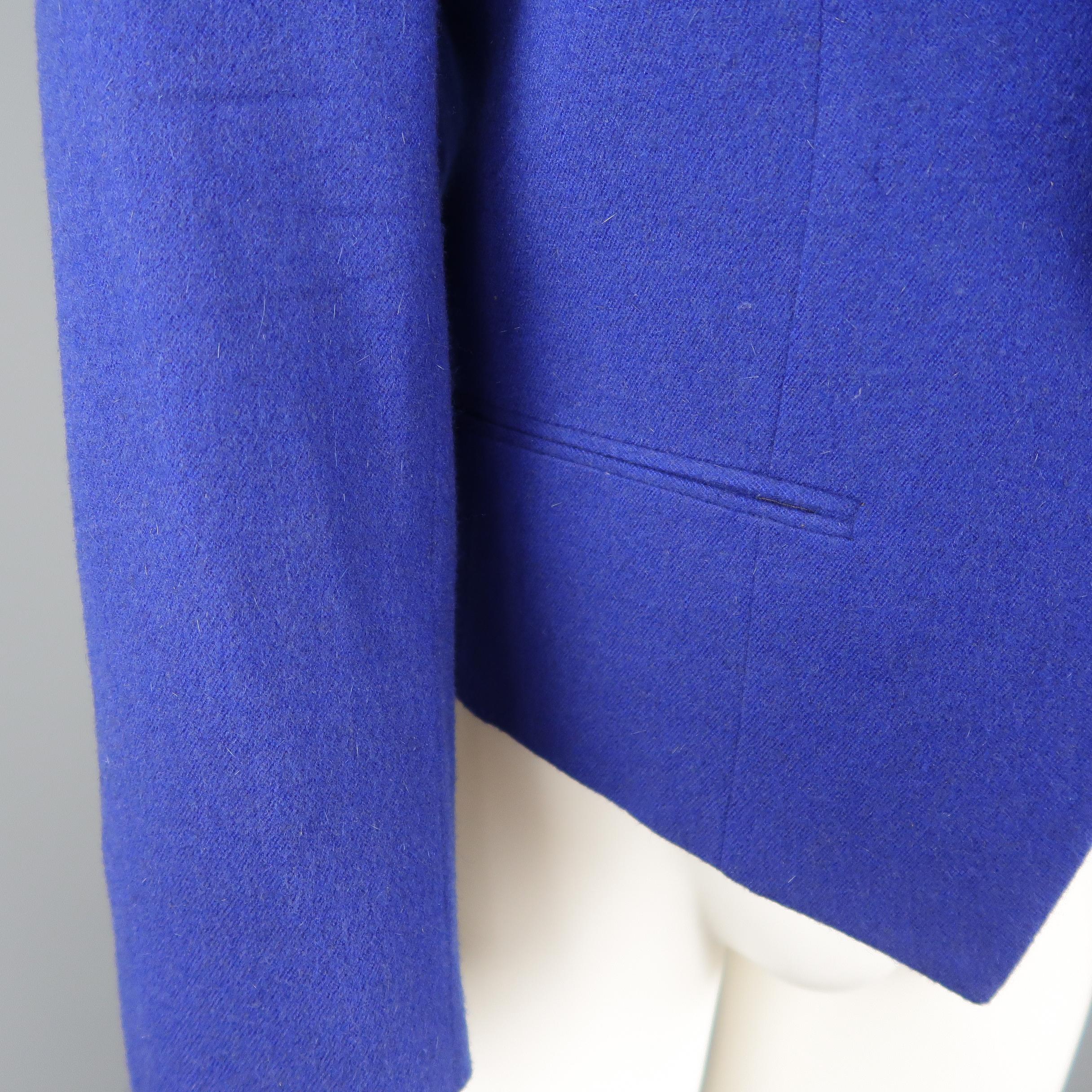 Men's Vintage MISSONI 38 Royal Blue Wool Blend Cropped Shawl Collar Jacket