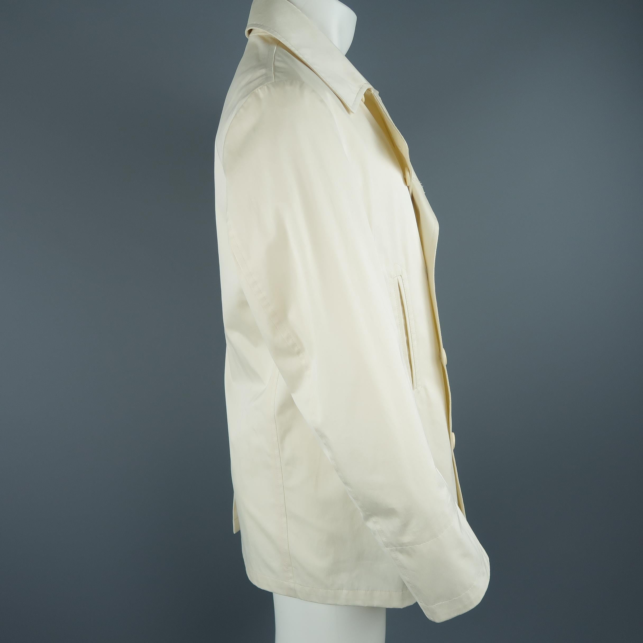 Gray PAL ZILERI 40 Cream Khaki Cotton Double Breasted Peacoat Jacket