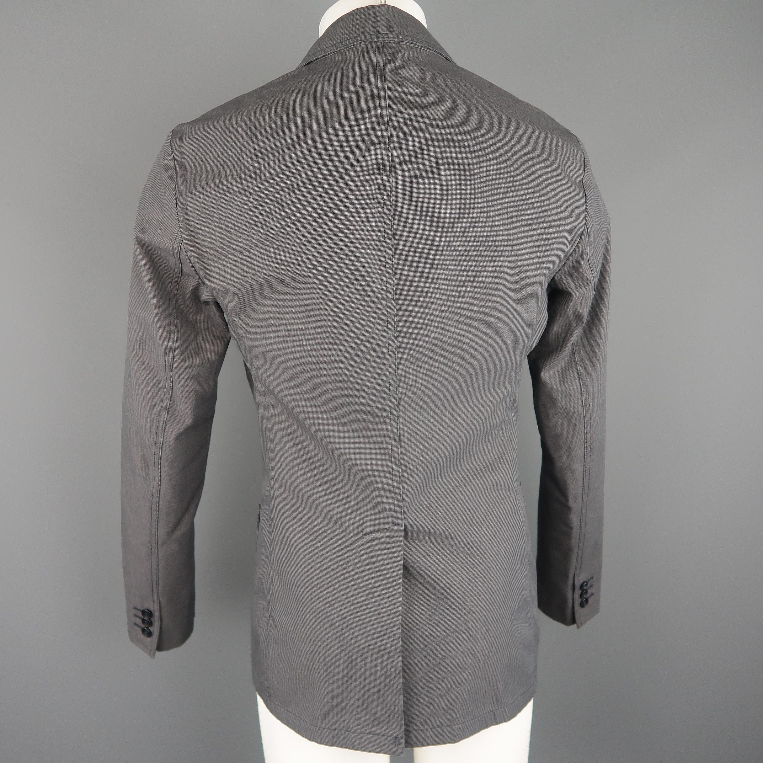 Gray BURBERRY LONDON 40 Grey Nailhead Cotton Notch Lapel Patch Pocket Jacket 