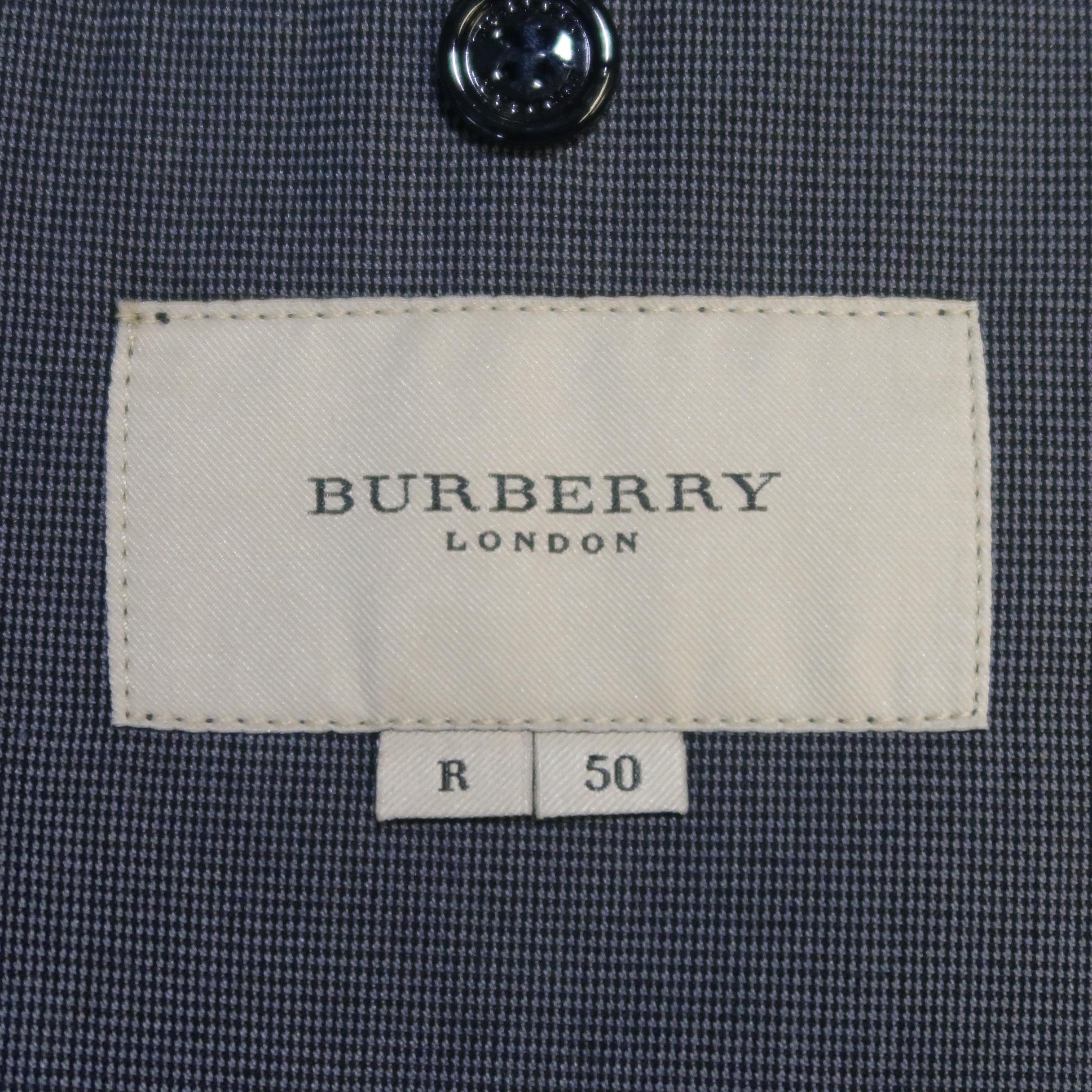 BURBERRY LONDON 40 Grey Nailhead Cotton Notch Lapel Patch Pocket Jacket  In Excellent Condition In San Francisco, CA