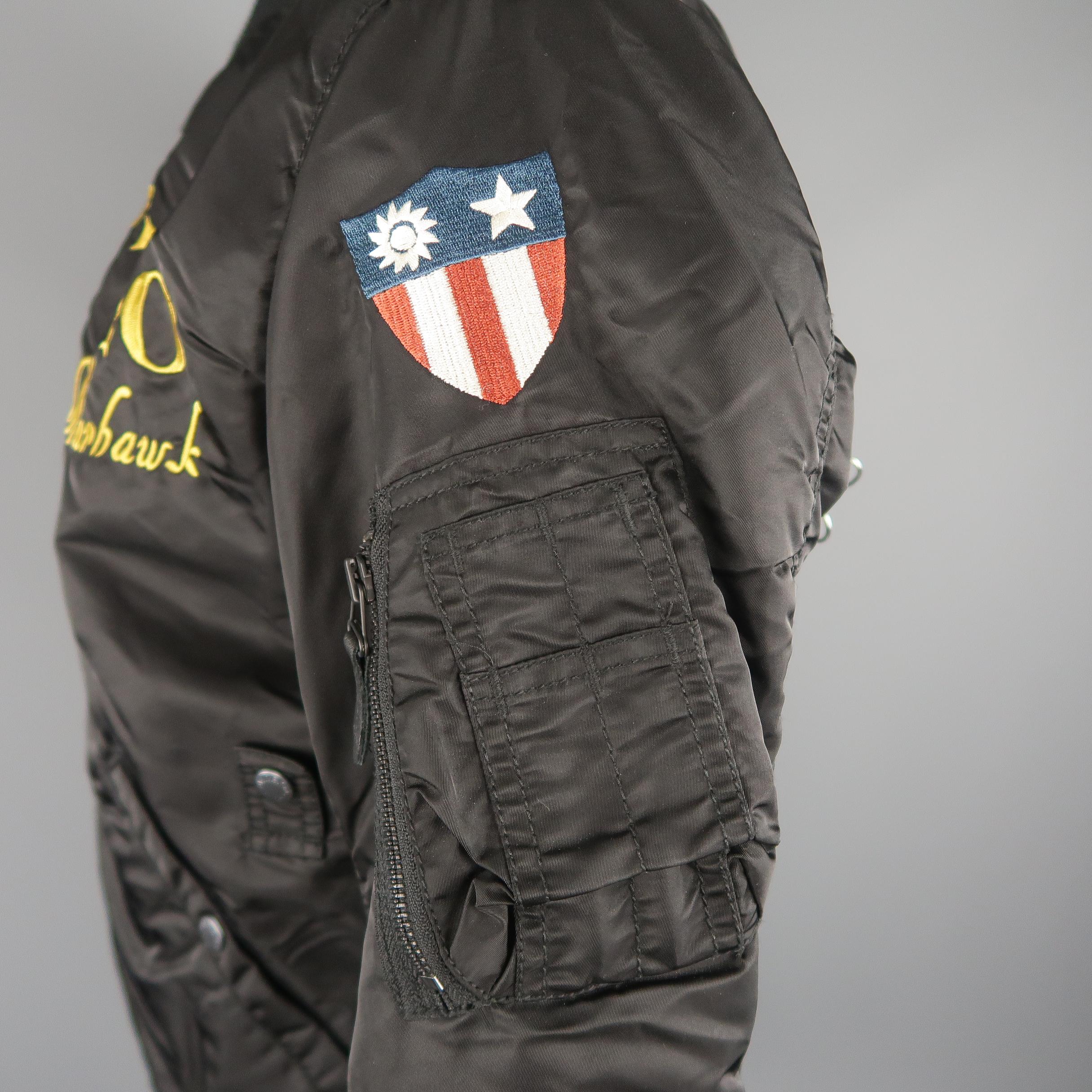  AVIREX Taille XL Nylon noir Flying Tigers Patches Bomber Flight Jacket Pour hommes 