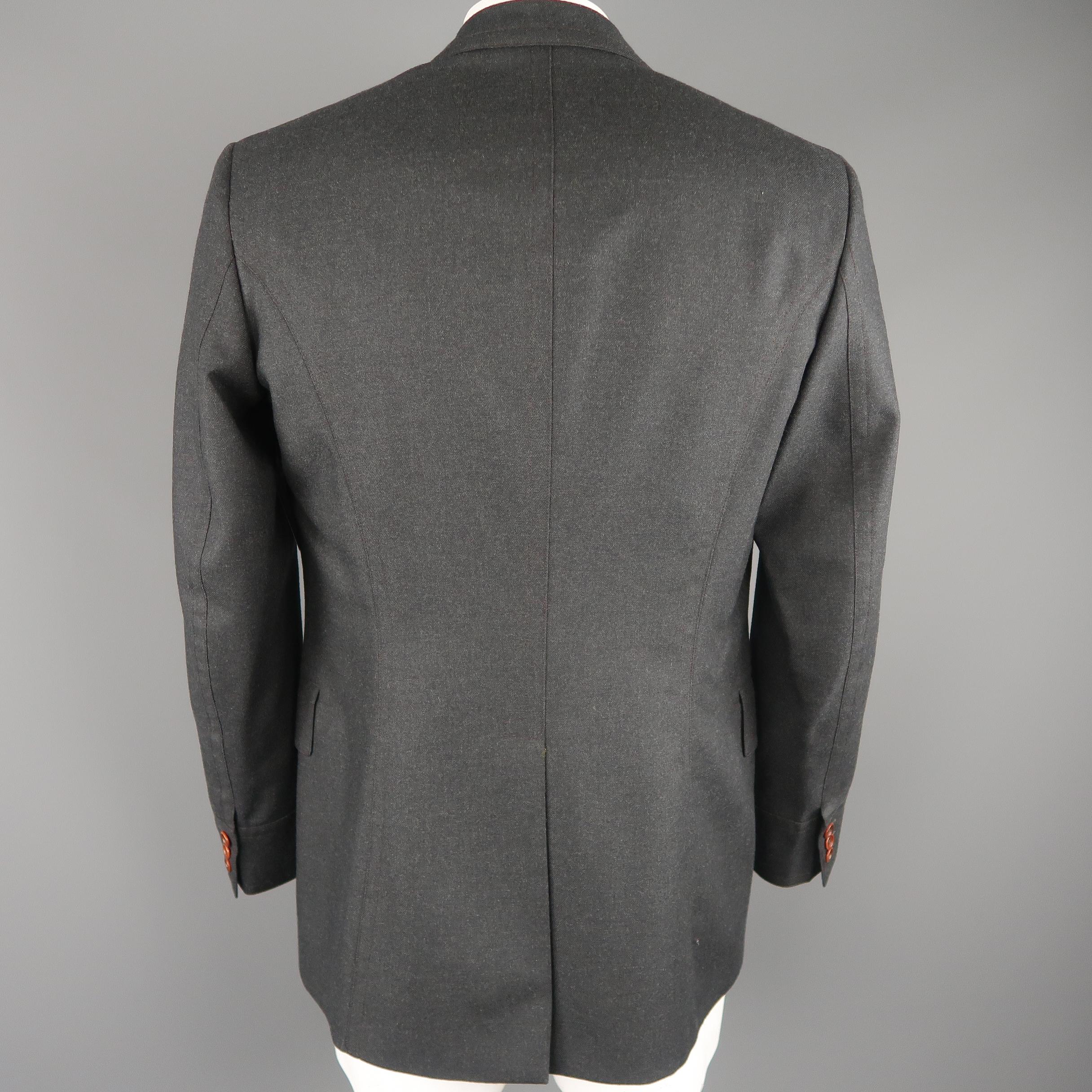 Men's PAUL SMITH 42 Long Charcoal Gray Wool SIngle Button Notch Lapel Sport Coat 2