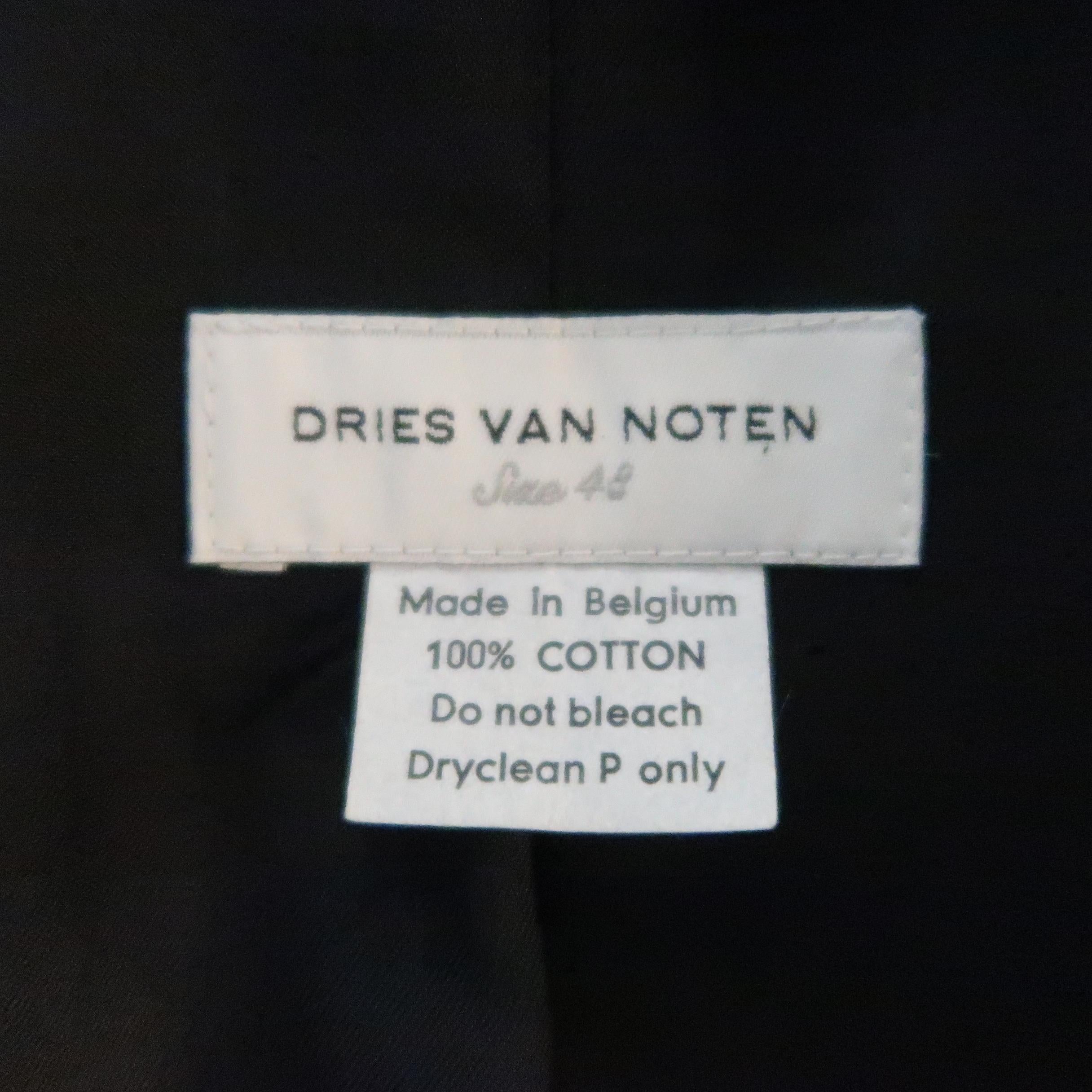 Men's DRIES VAN NOTEN 38 Taupe Striped Herringbone Cotton Notch Lapel Sport Coat