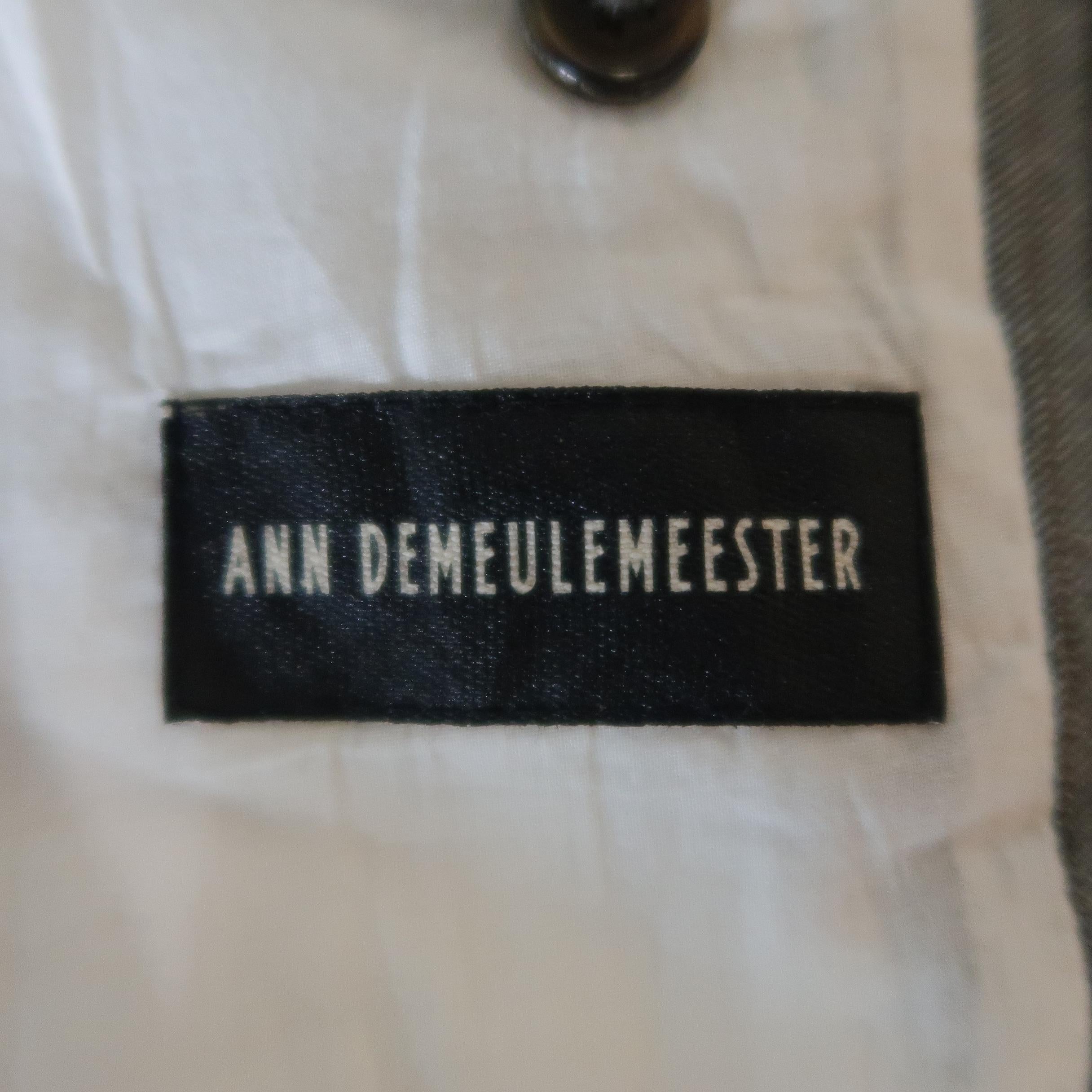 ANN DEMEULEMEESTER 38 Light Gray Striped Cotton Blend Notch Lapel Sport Coat 2