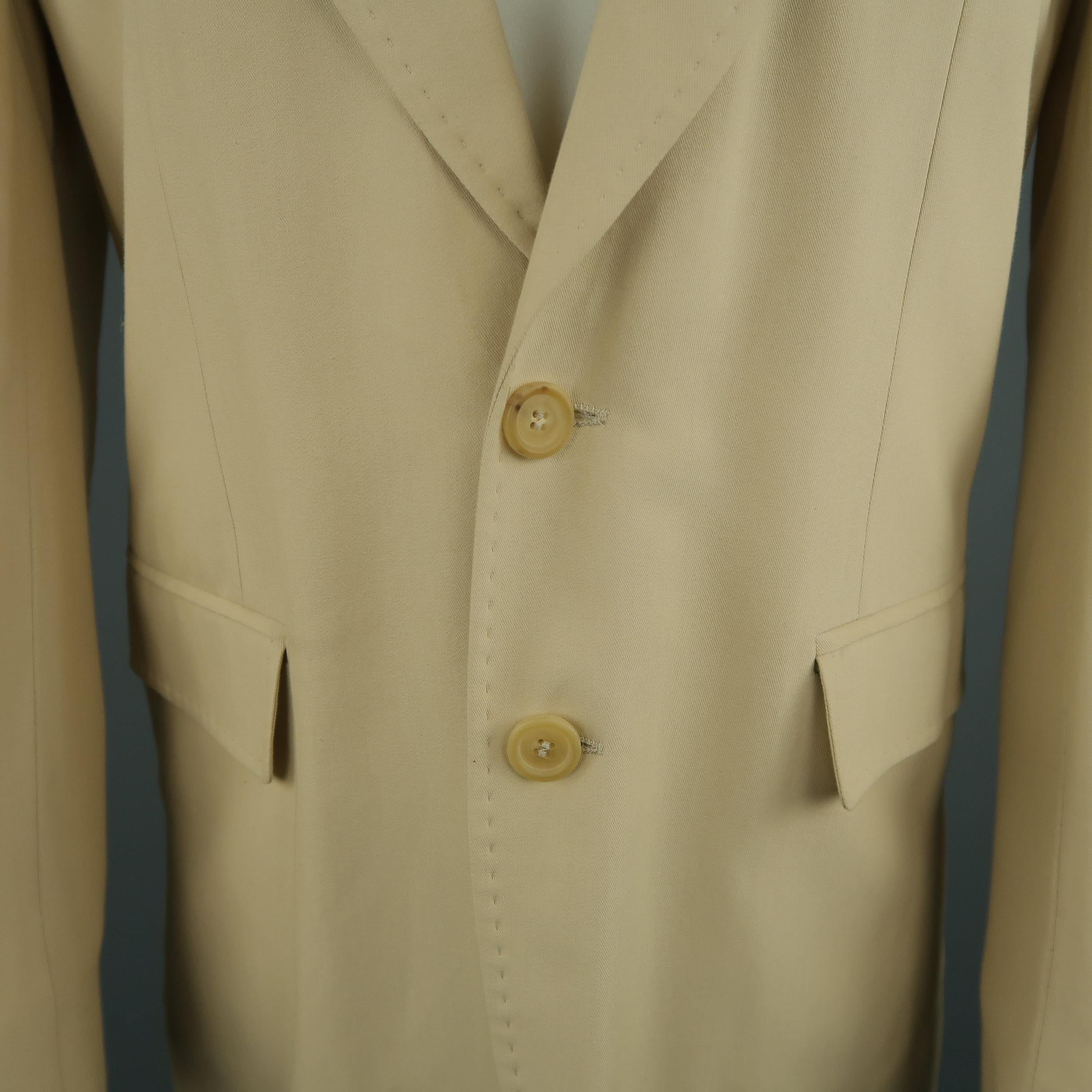 Brown ANN DEMEULEMEESTER 38 Khaki Rayon / Cotton Notch Lapel Sport Coat