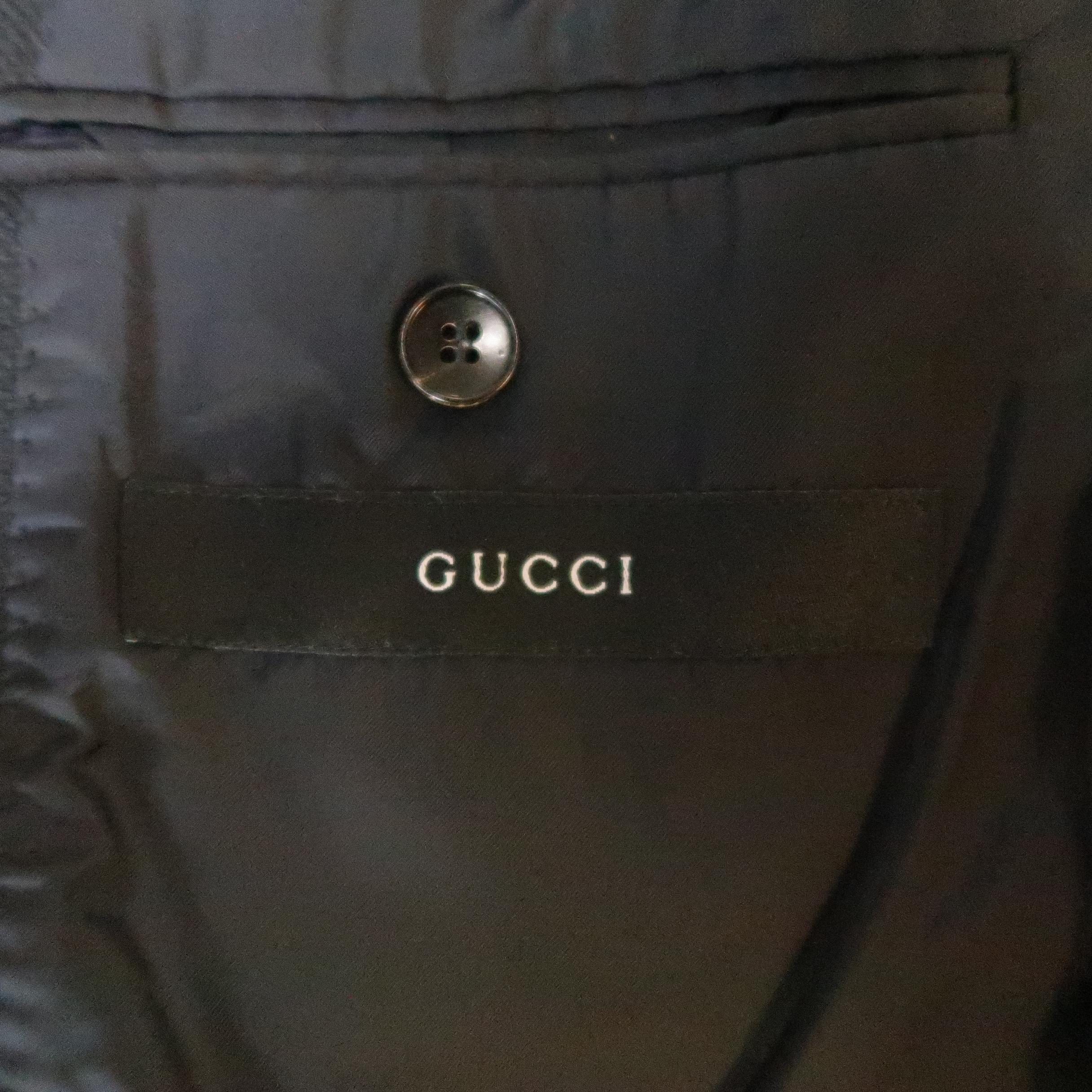 Black GUCCI 36 Navy Woven Wool / Mohair Notch Lapel Sport Coat